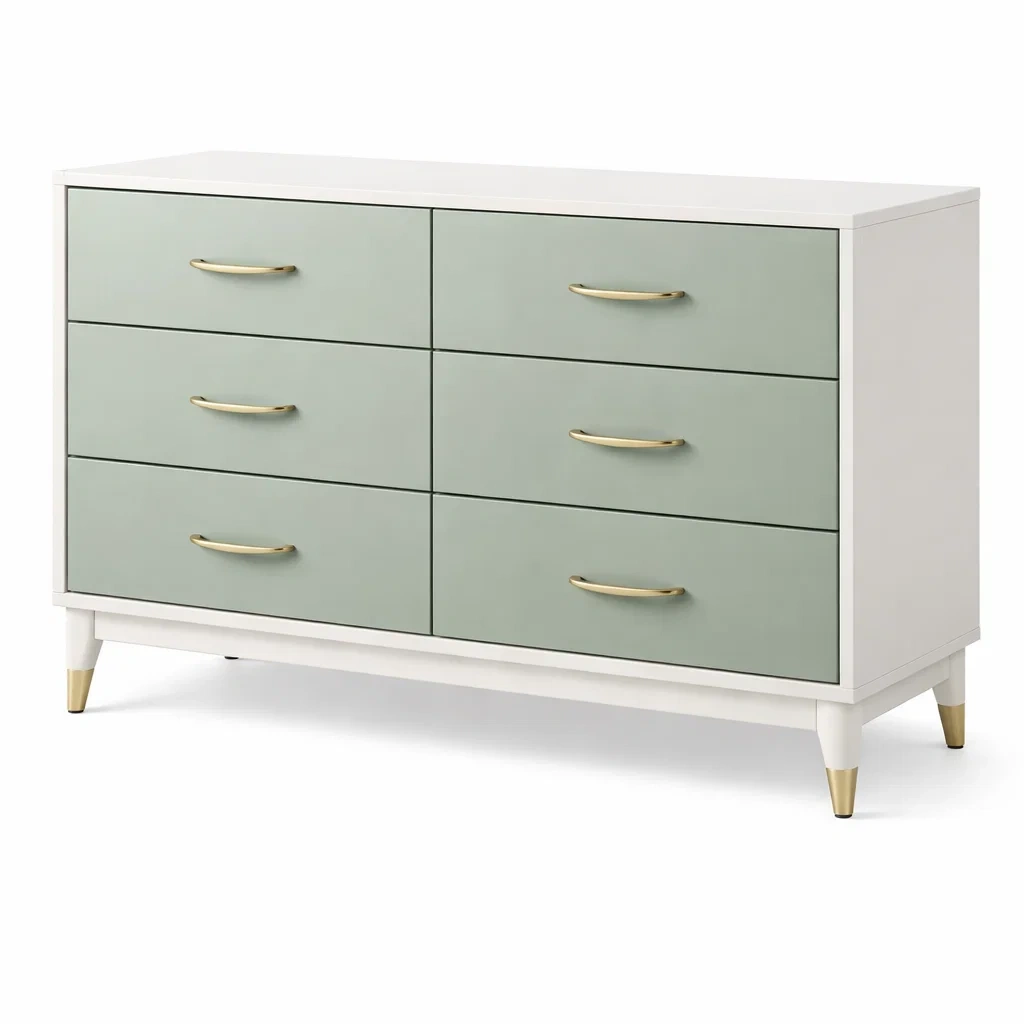 Cassettiera a 6 cassetti in MDF con maniglie in metallo dorato-DREAMCOMFORTNOOK