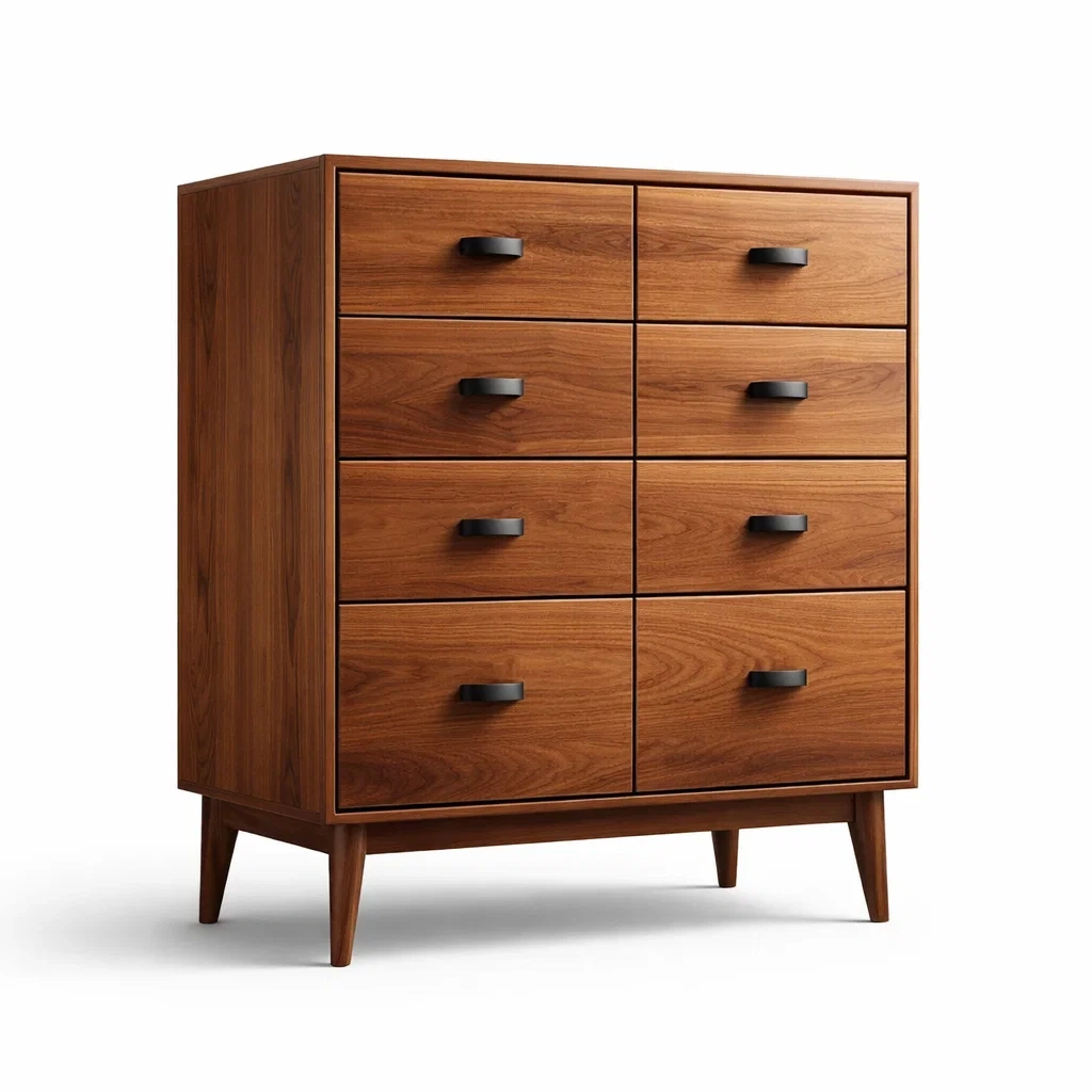 Cassettiera in Legno di Noce con 8 Cassetti-DREAMCOMFORTNOOK