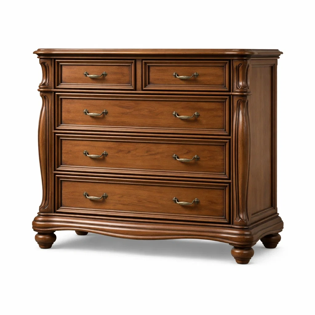 Cassettiera in Legno di Noce a 5 Cassetti-DREAMCOMFORTNOOK