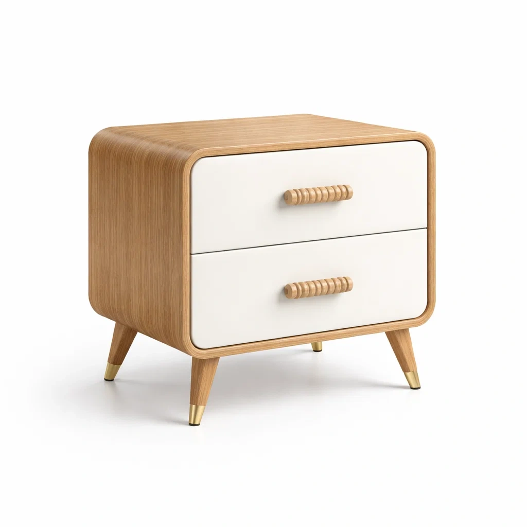 Comodino con Due Cassetti in Legno e MDF Bianco-DREAMCOMFORTNOOK