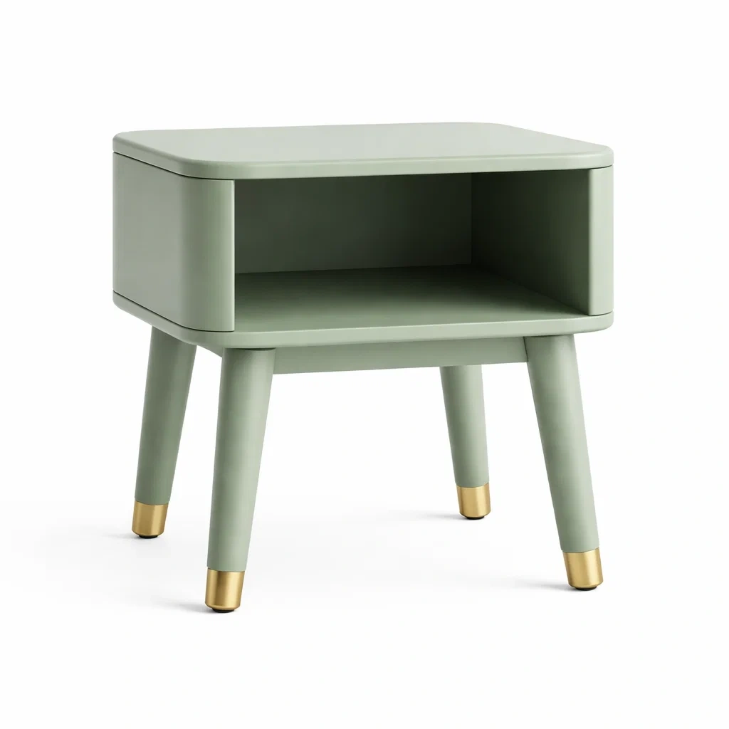 Comodino in Legno e Metallo Verde con Dettagli Dorati-DREAMCOMFORTNOOK