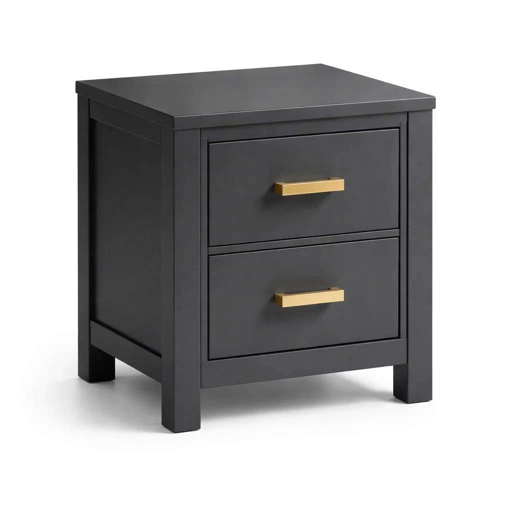 Comodino a 2 Cassetti in Legno MDF e Maniglie in Metallo 40x40x55cm-DREAMCOMFORTNOOK