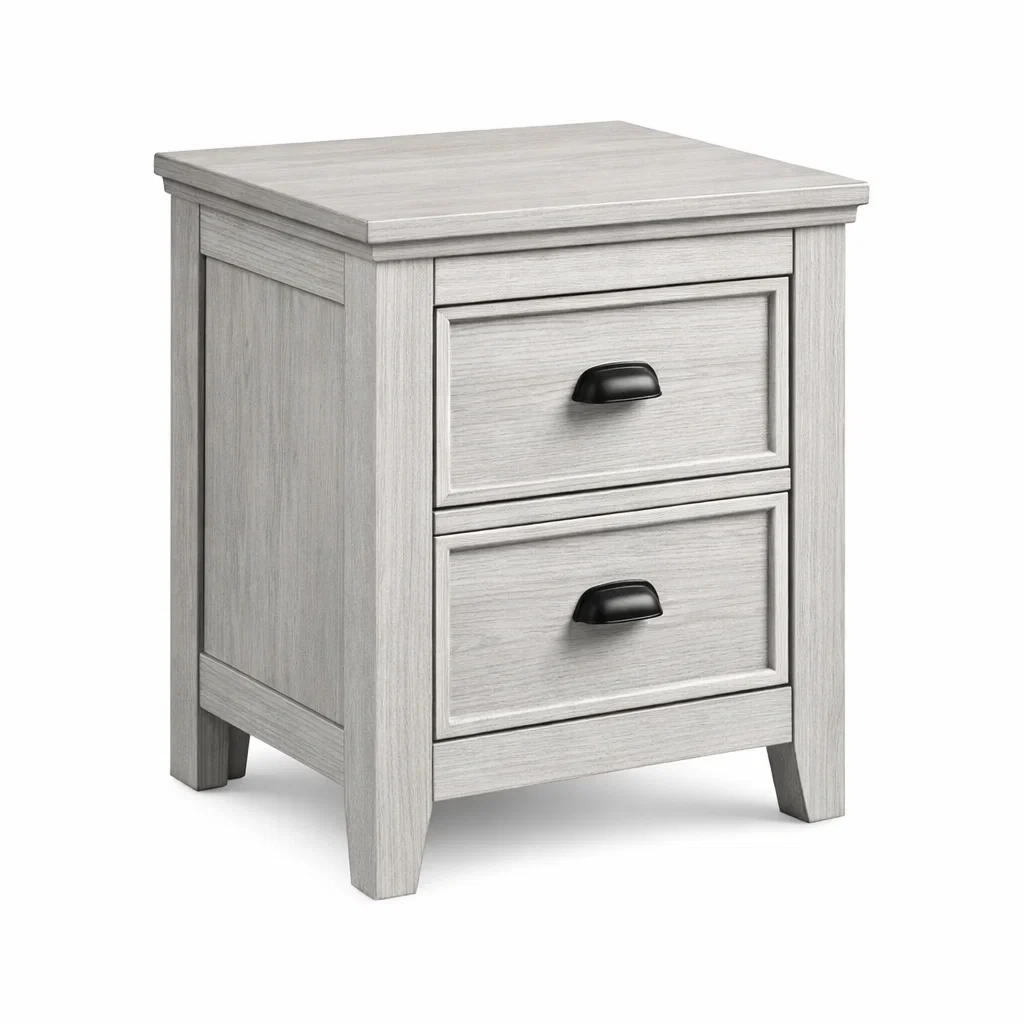 Comodino in Legno con 2 Cassetti Grigio Chiaro-DREAMCOMFORTNOOK