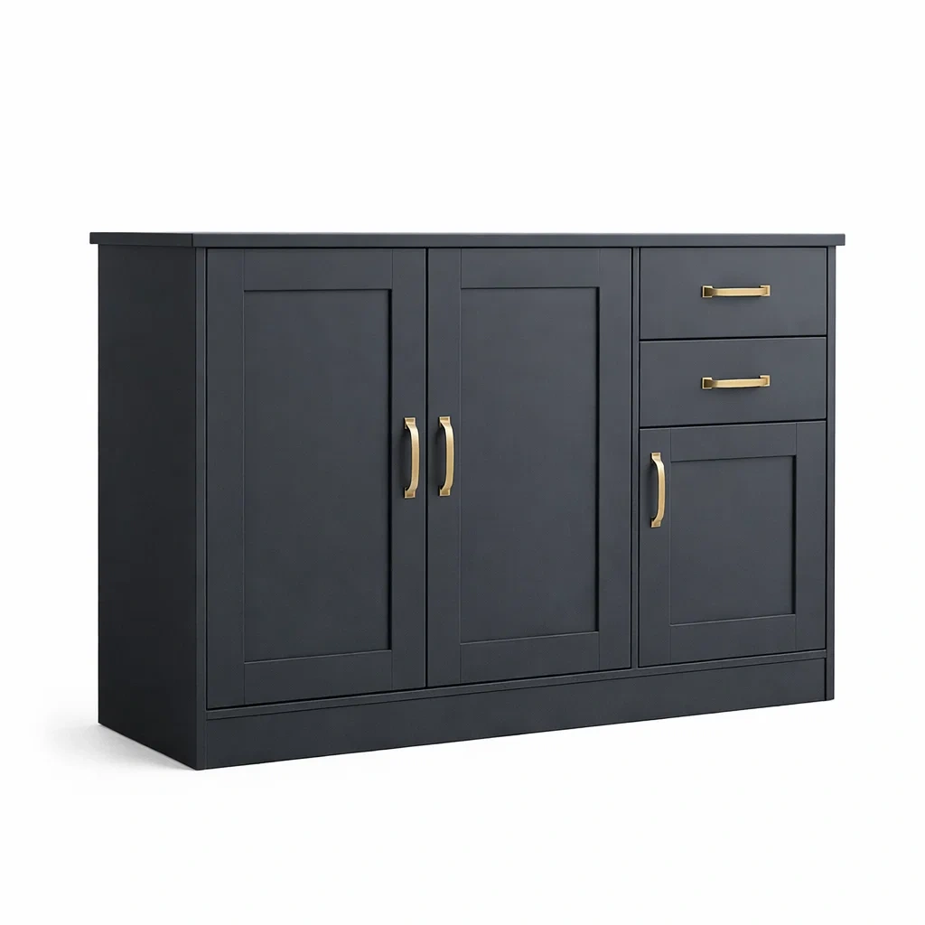 Credenza in MDF Nero con Maniglie in Metallo-DREAMCOMFORTNOOK