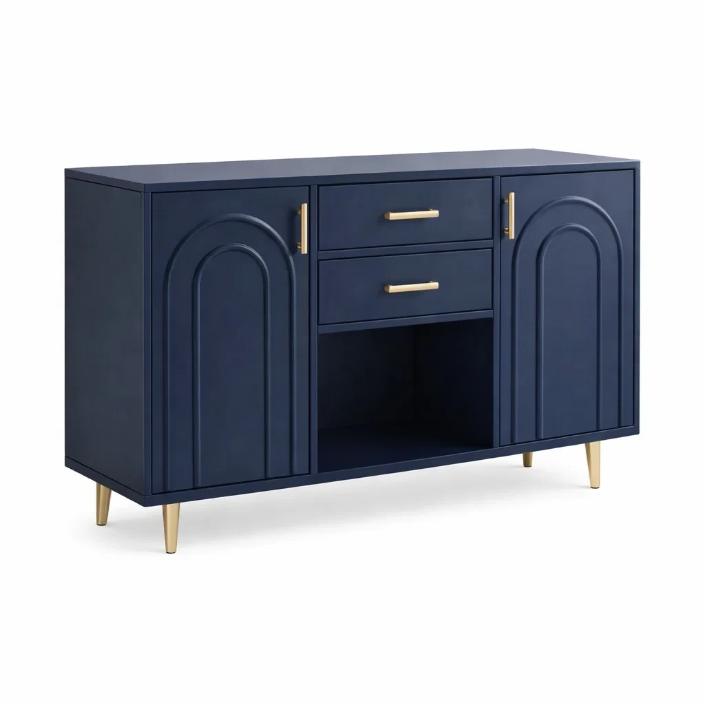 Credenza in Legno con Ante e Cassetti Blu 150x40x80 cm-DREAMCOMFORTNOOK