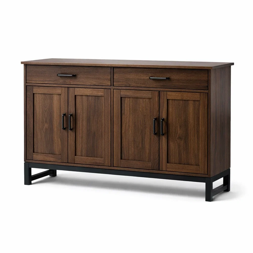 Credenza in Legno Ingenerizzato e Metallo Marrone 120x40x85 cm-DREAMCOMFORTNOOK