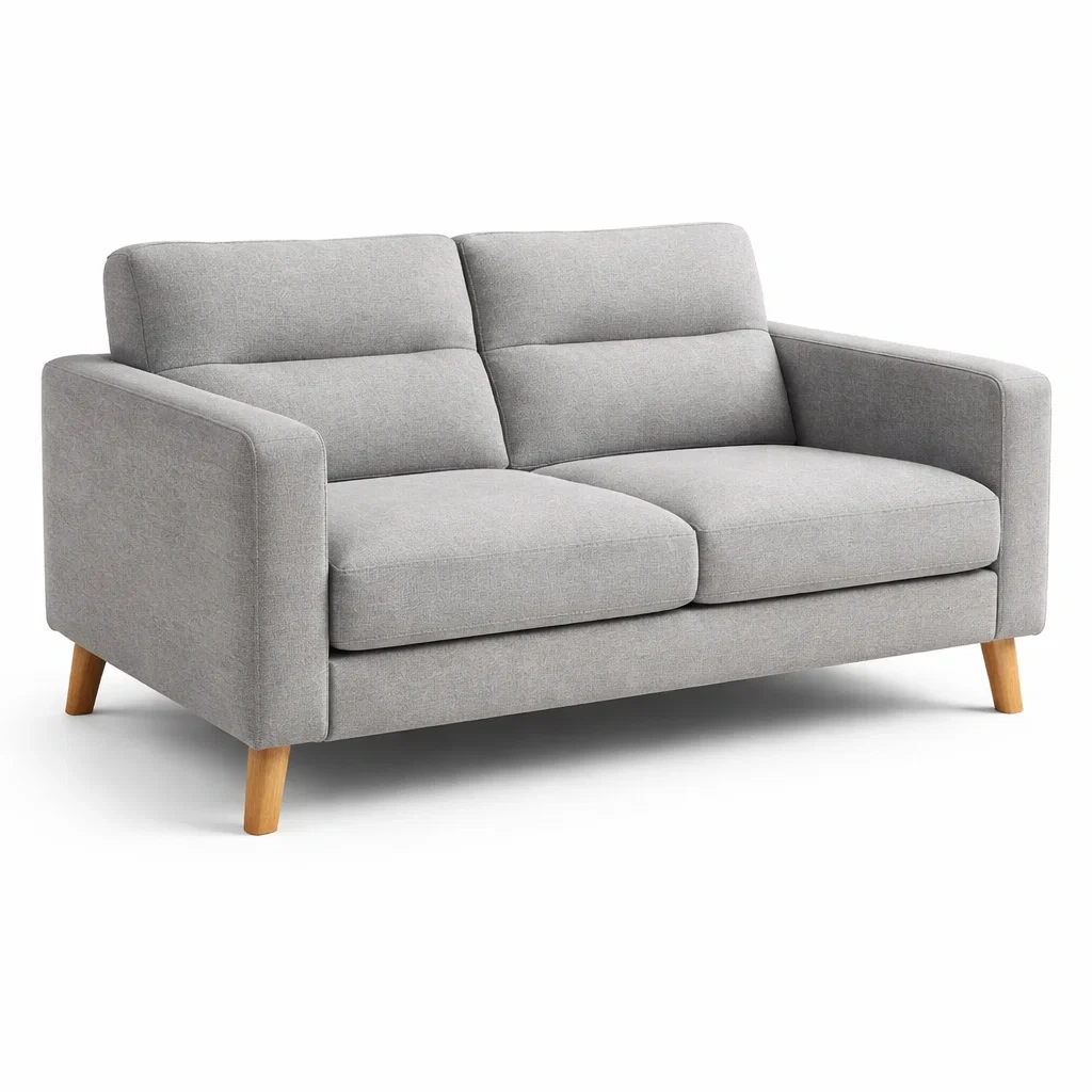 Divano a 2 Posti in Tessuto con Gambe in Legno-DREAMCOMFORTNOOK