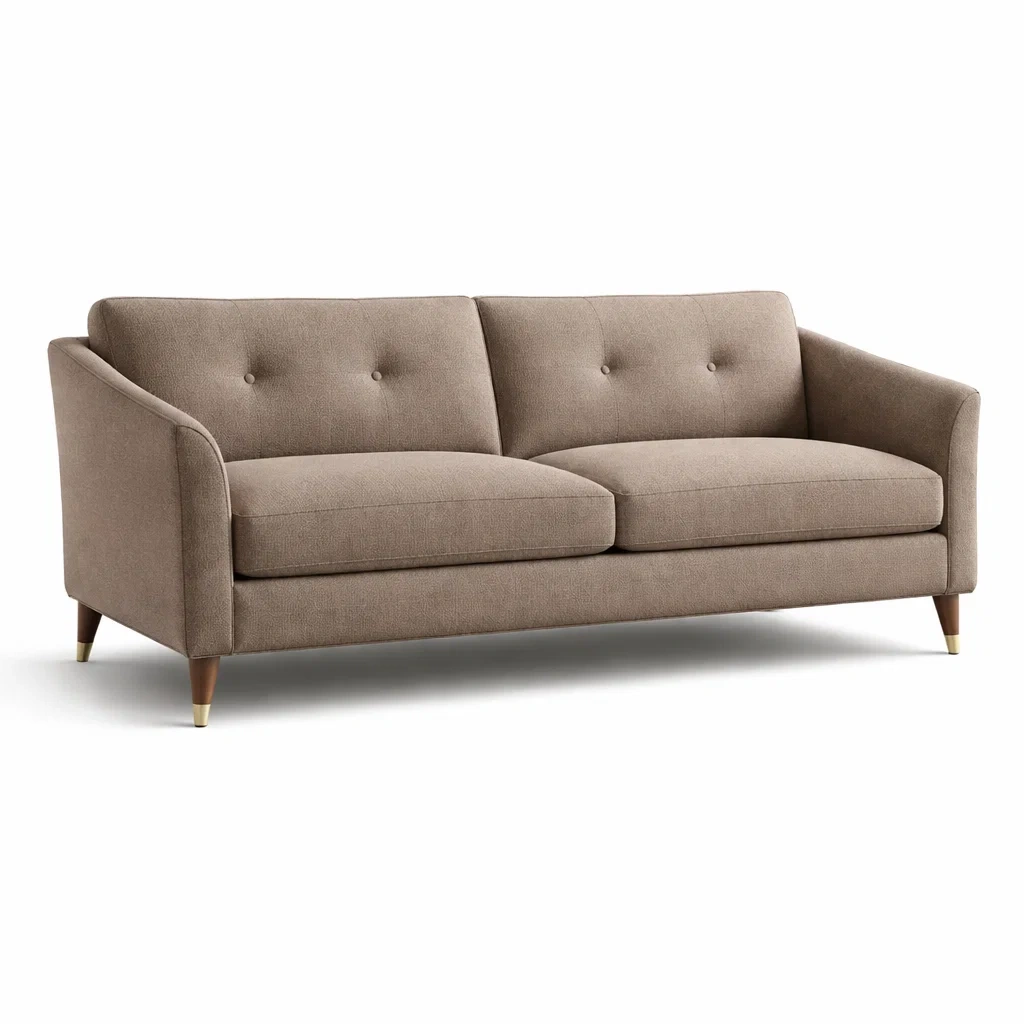 Divano a tre posti in tessuto con gambe in legno-DREAMCOMFORTNOOK