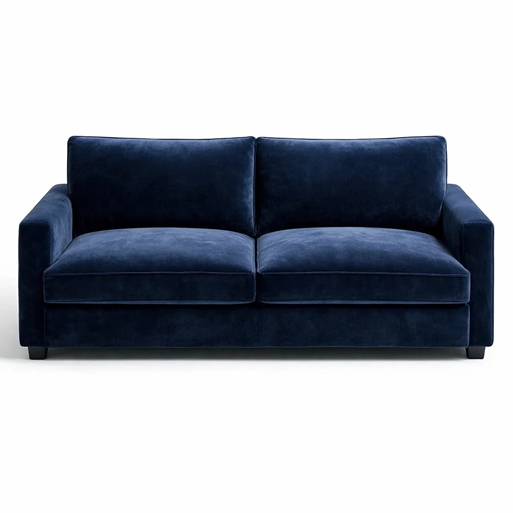 Divano a 2 posti in velluto blu-DREAMCOMFORTNOOK