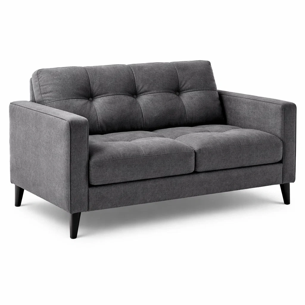 Divano a due posti in tessuto con gambe in legno-DREAMCOMFORTNOOK