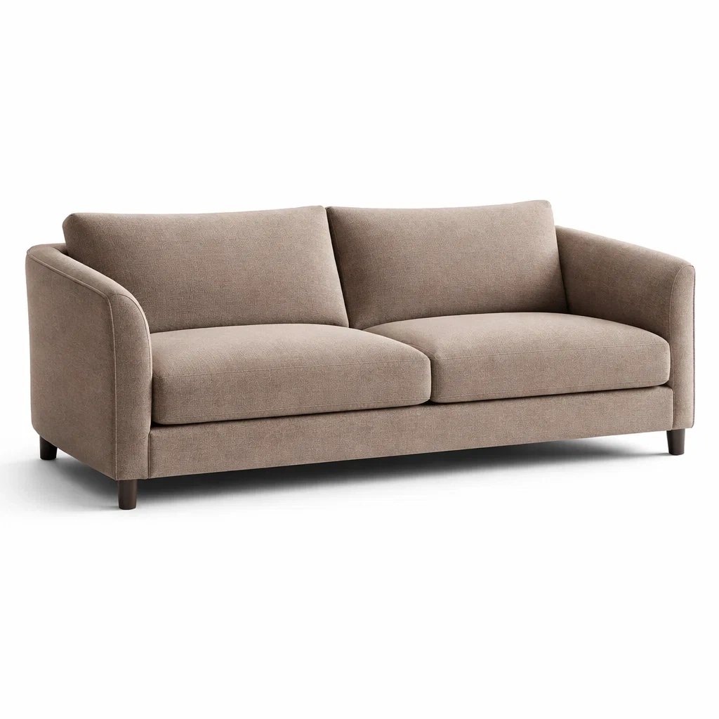 Divano a tre posti in tessuto poliestere Beige con gambe in legno-DREAMCOMFORTNOOK