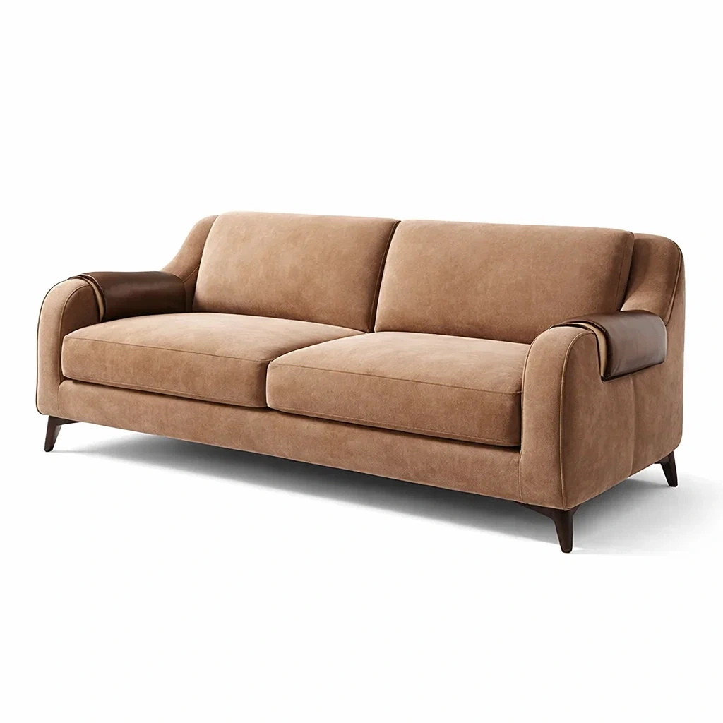 Divano 3 Posti in Microfibra e Similpelle Marrone, 210 cm-DREAMCOMFORTNOOK