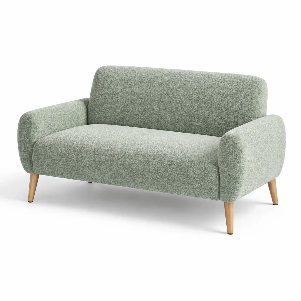 Divano a due posti tessuto verde gambe in legno-DREAMCOMFORTNOOK