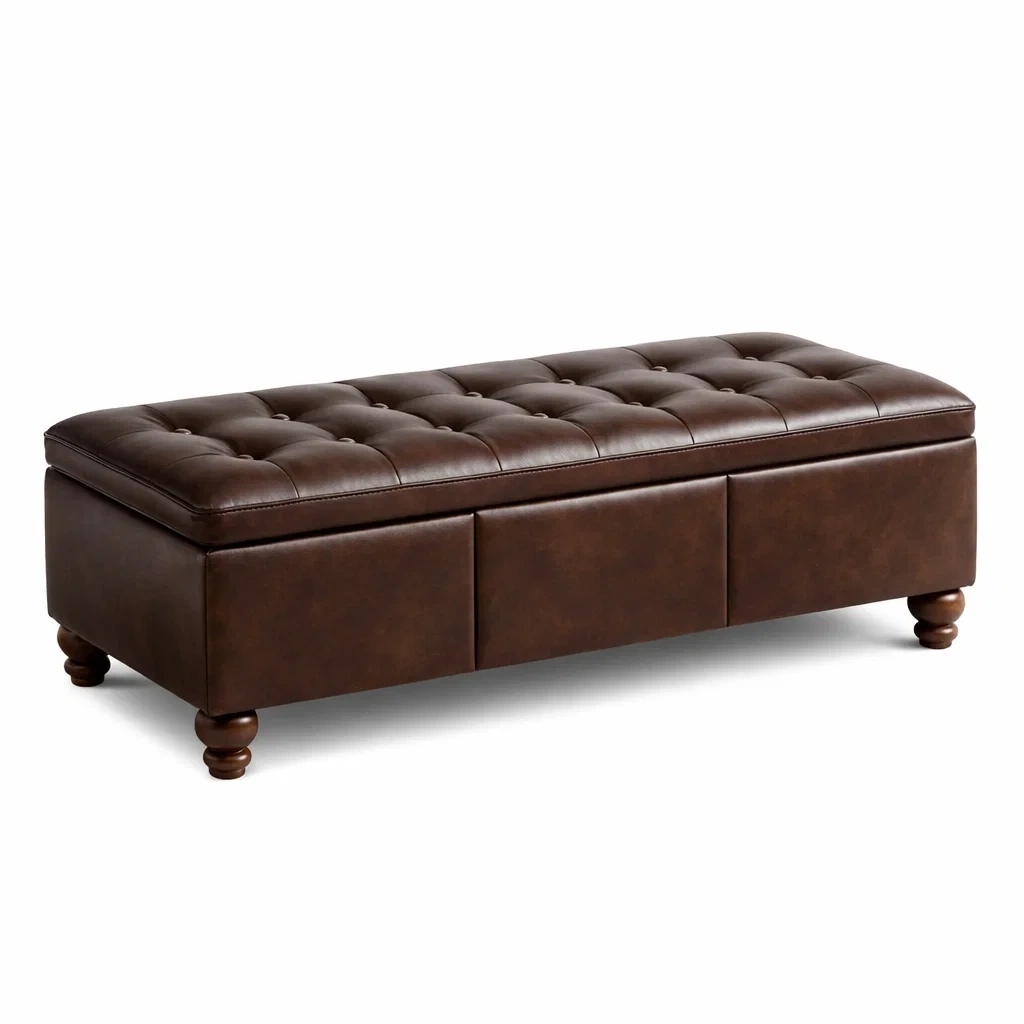 Panca Contenitore in Similpelle Marrone 120x45x40 cm-DREAMCOMFORTNOOK
