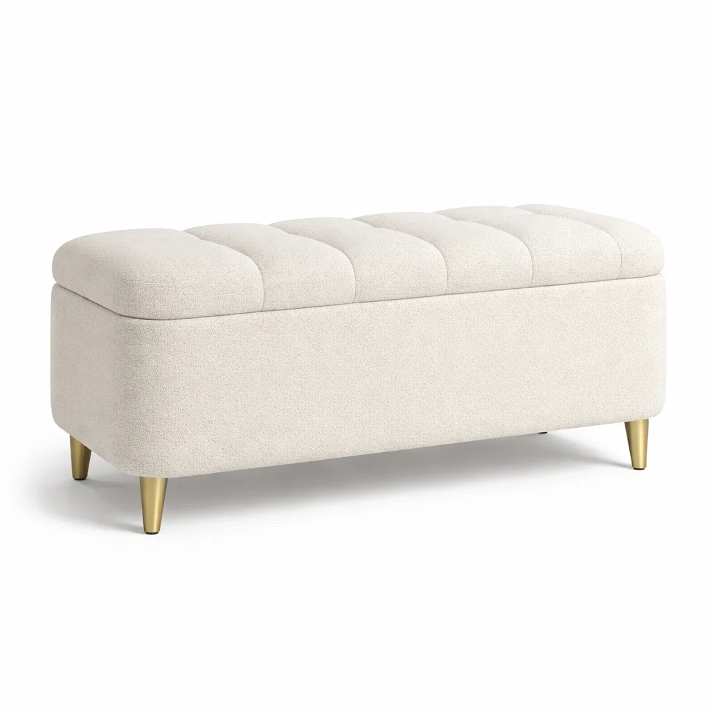Panca Contenitore in Tessuto con Gambe in Metallo-DREAMCOMFORTNOOK