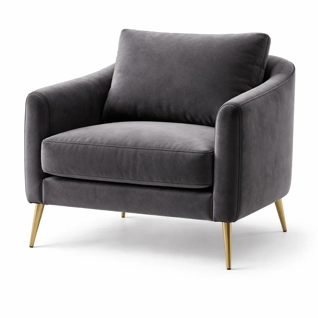 Poltrona in Microfibra Grigia con gambe in Metallo-DREAMCOMFORTNOOK