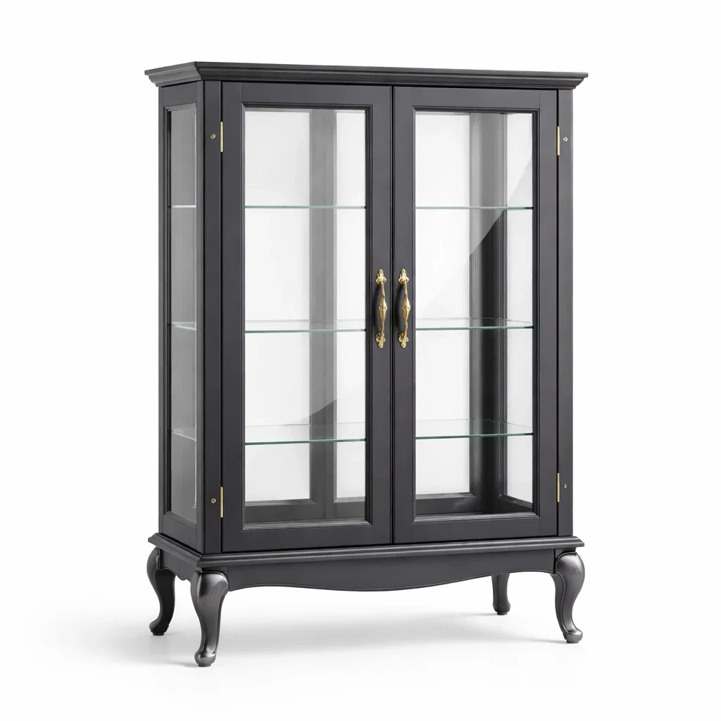 Vetrina in Legno di Pino e Vetro Temperato Nero-DREAMCOMFORTNOOK
