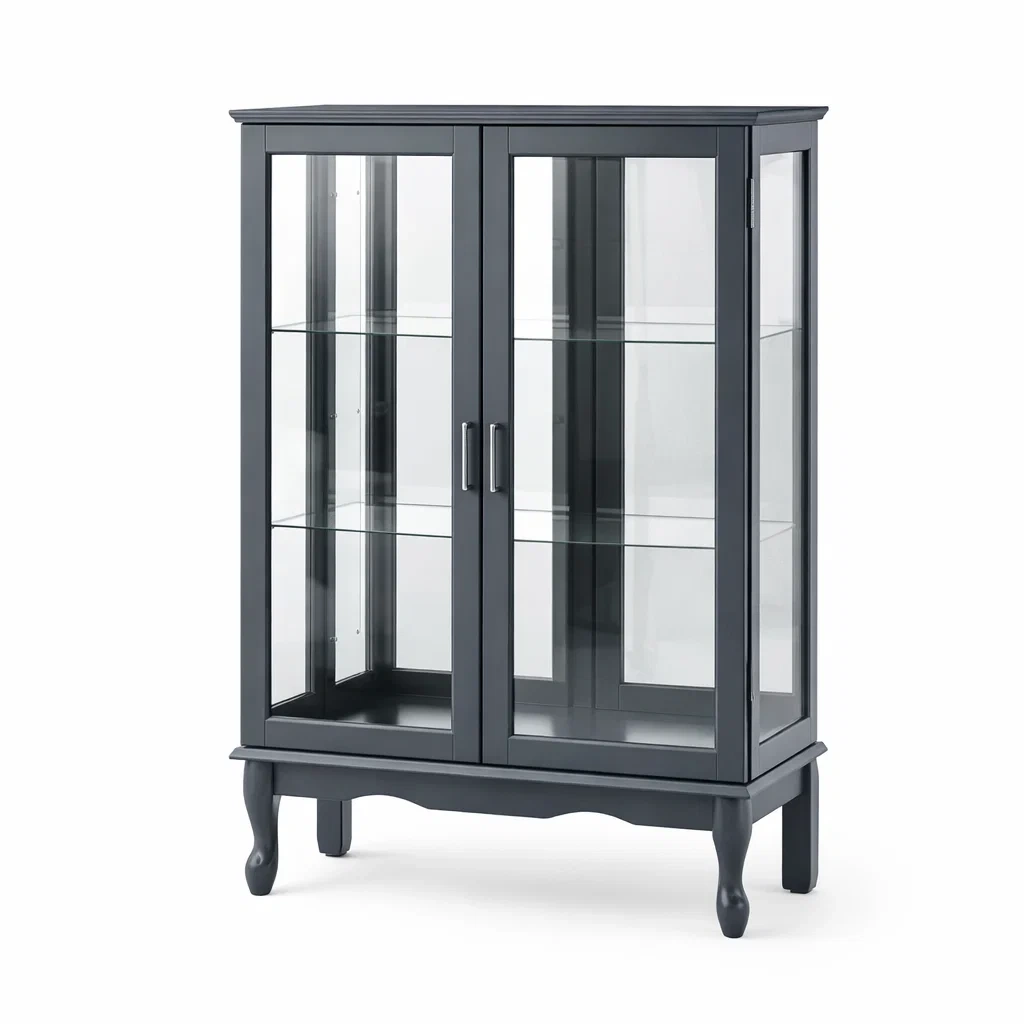 Vetrina in Legno con Porte in Vetro Temperato Nero-DREAMCOMFORTNOOK
