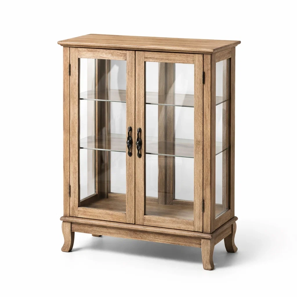 Vetrina in Legno con Ante in Vetro Temperato 80x35x110 cm-DREAMCOMFORTNOOK