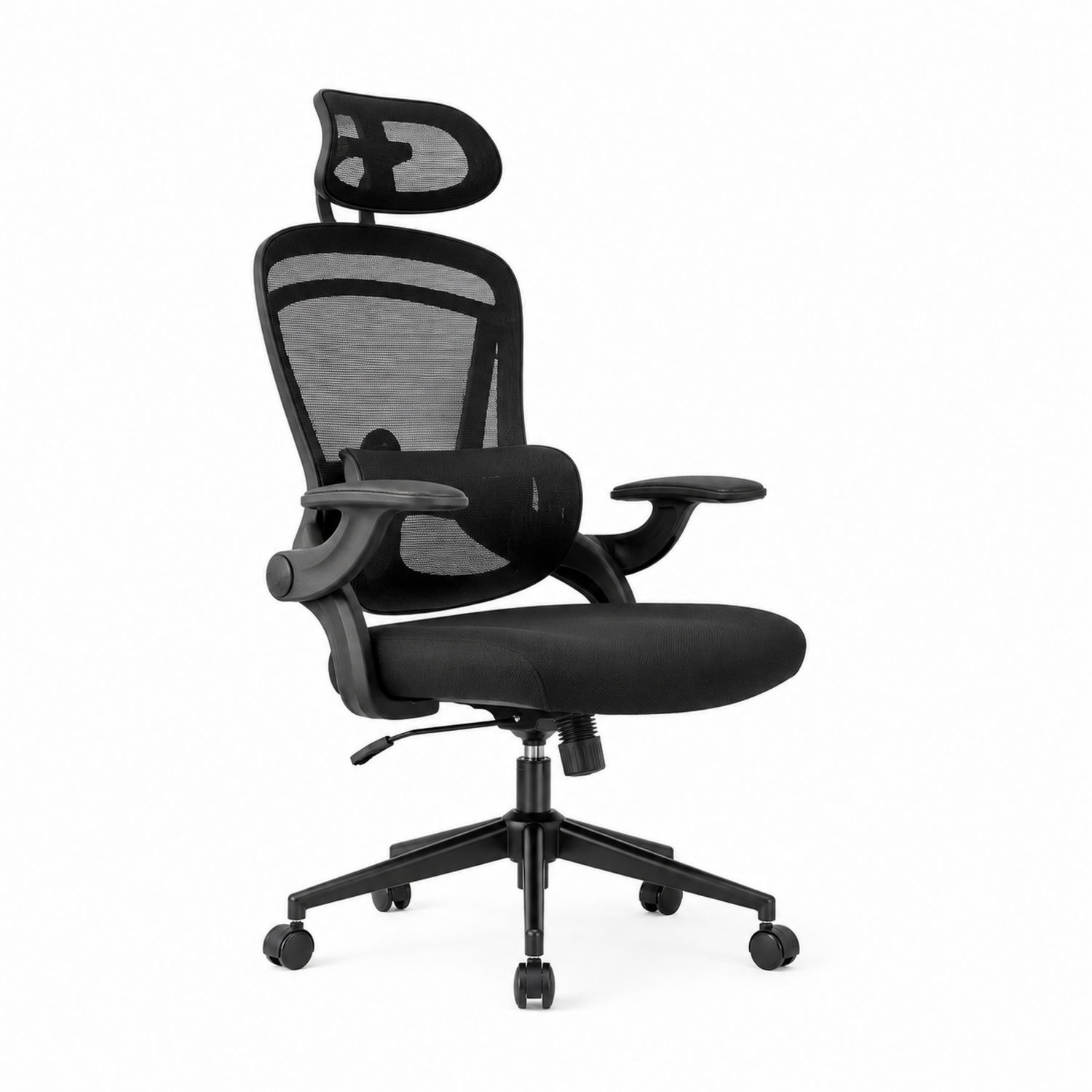 Silla ergonómica de malla con reposacabezas ajustable Negro-luntrivaria