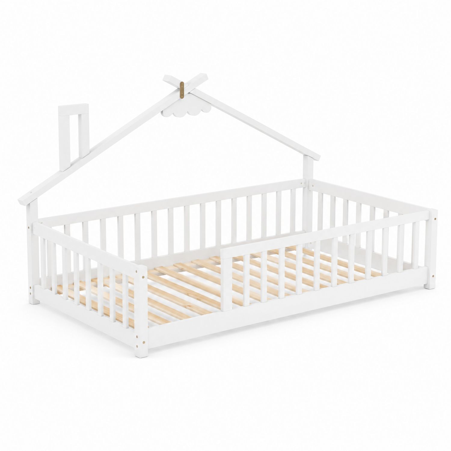 Cama infantil de madera de pino blanca 140x70 cm-luntrivaria