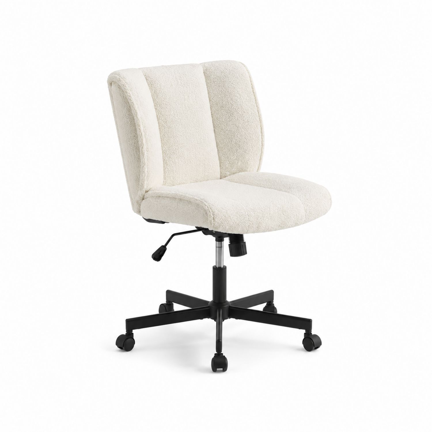 Silla de oficina de tela blanca con altura ajustable y base de metal-luntrivaria