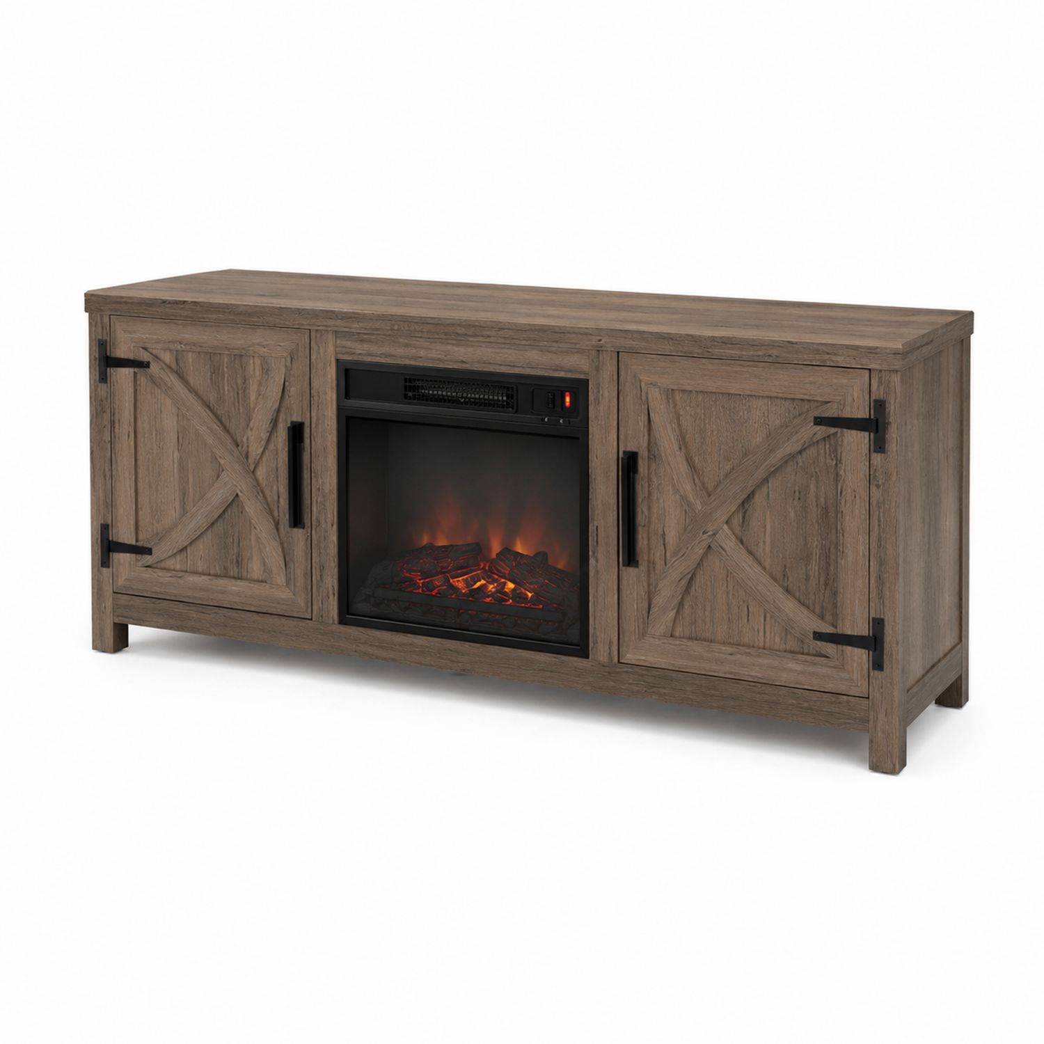 Mueble de TV con Chimenea Eléctrica Integrada de Madera Marrón-luntrivaria