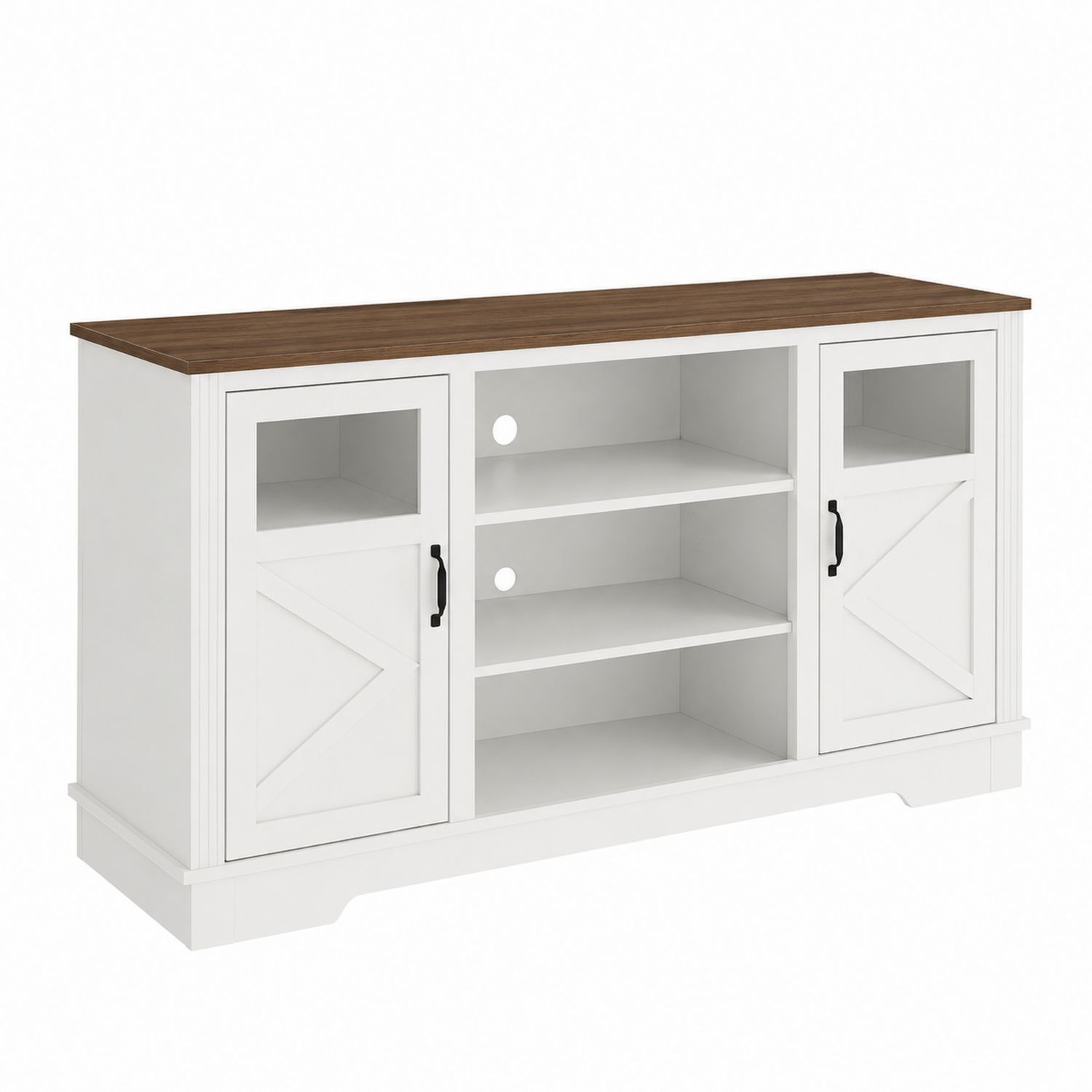 Mueble de madera con puertas y estanterías 150x40x80 cm Blanco/Nogal-luntrivaria