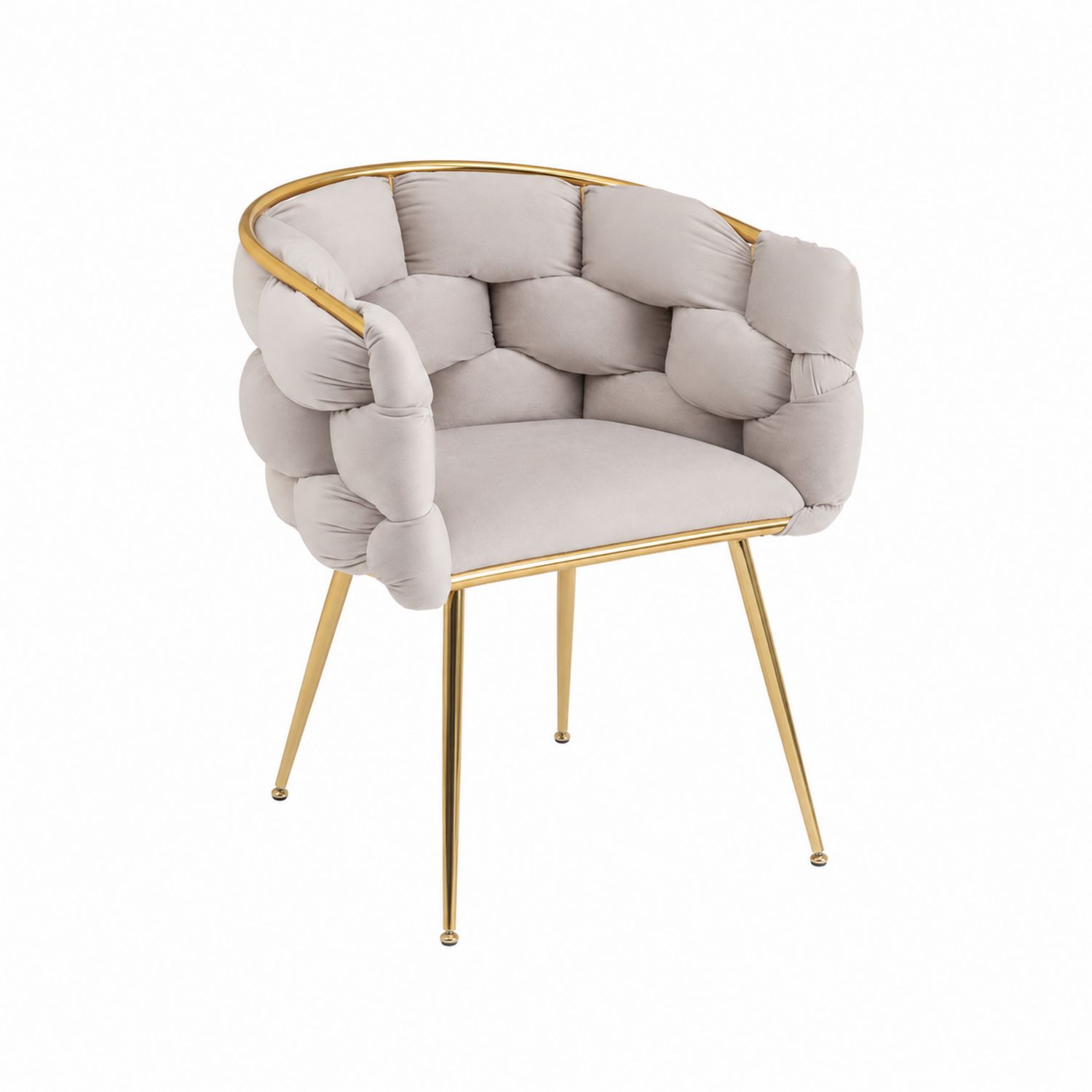 Silla con estructura metálica y terciopelo gris-luntrivaria