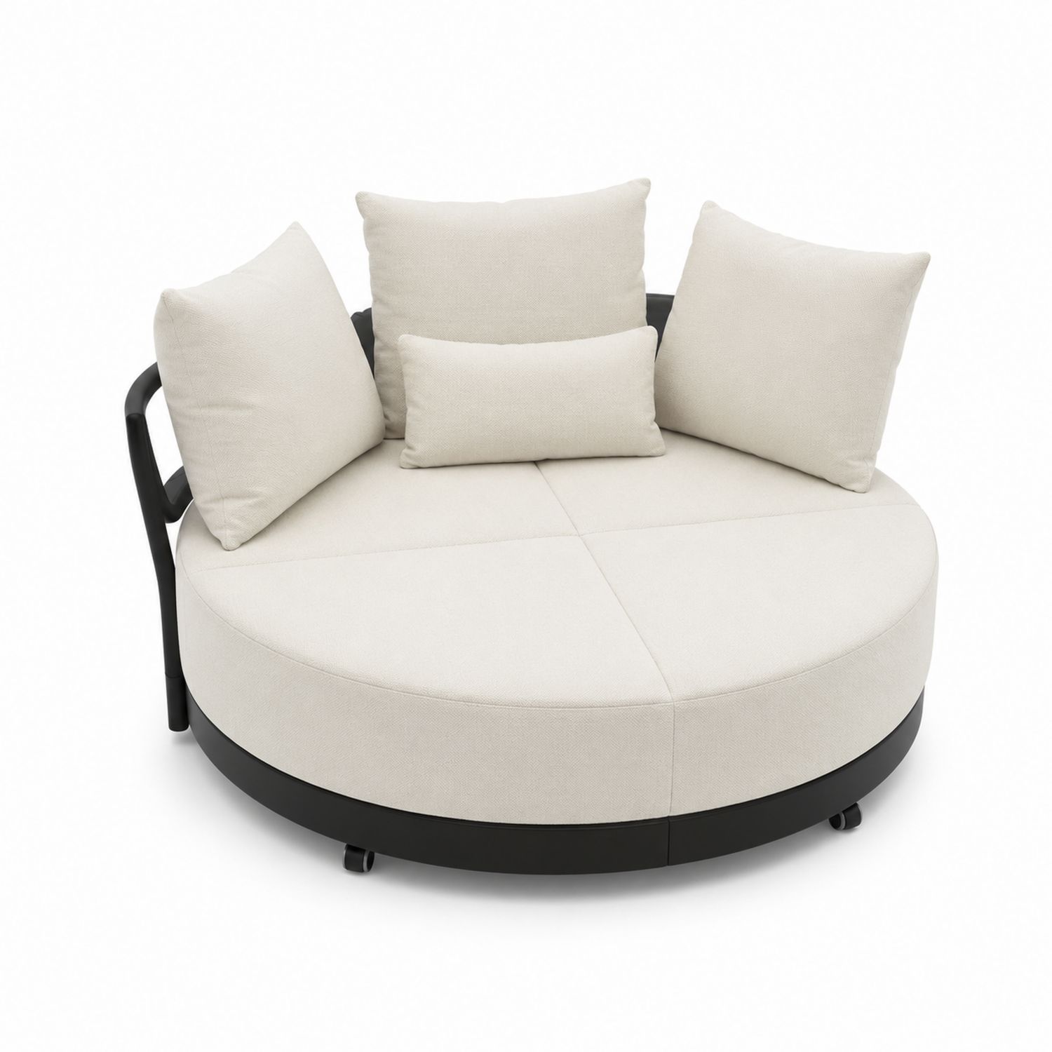 Sofá redondo de metal con cojines de poliéster Beige 180 cm-luntrivaria
