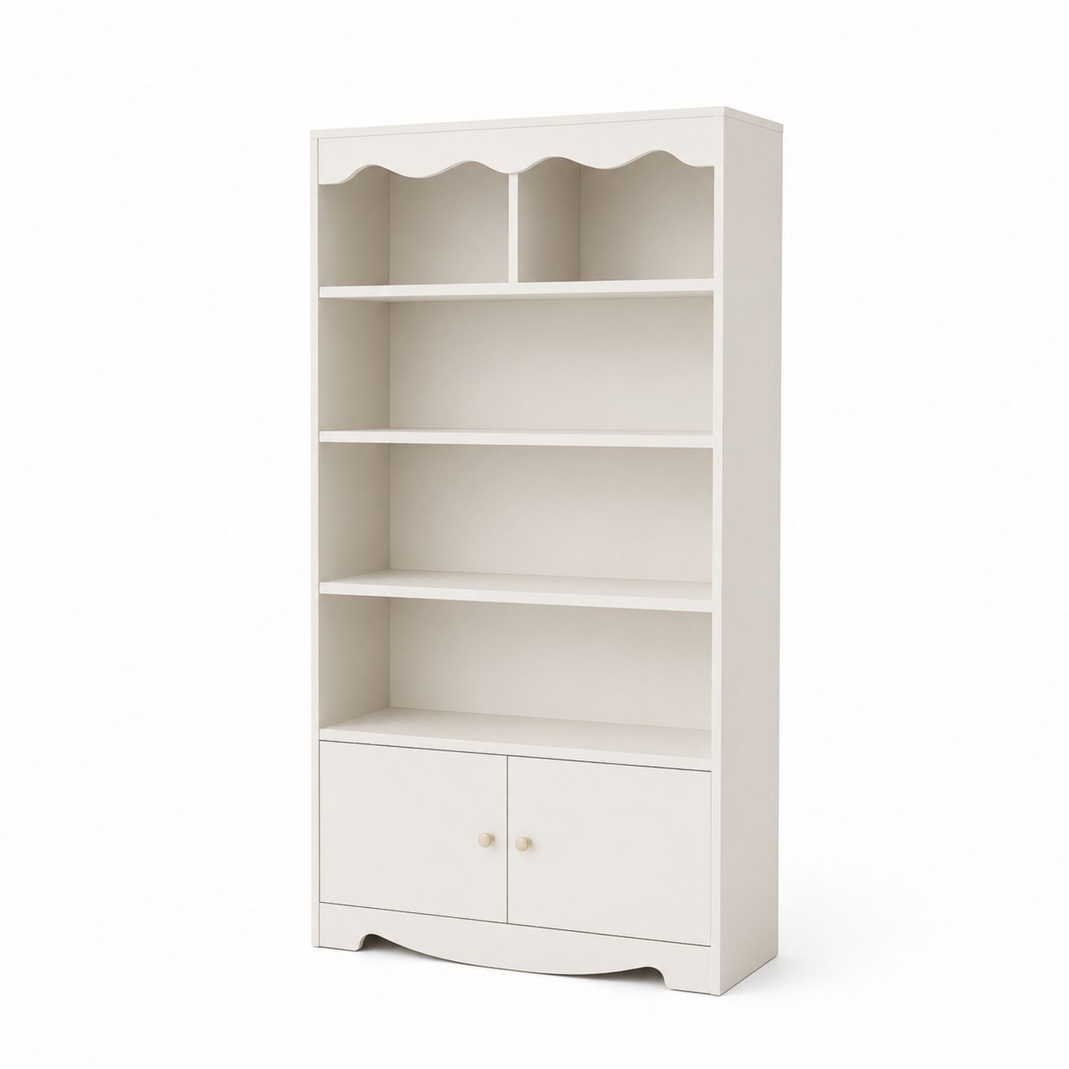 Estantería de Madera Blanca con Armario de Puertas-luntrivaria