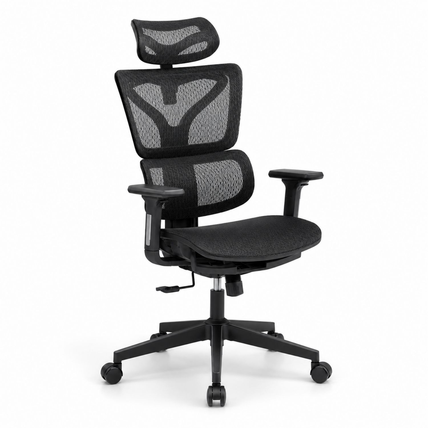 Silla de oficina ergonómica con respaldo de malla negra-luntrivaria