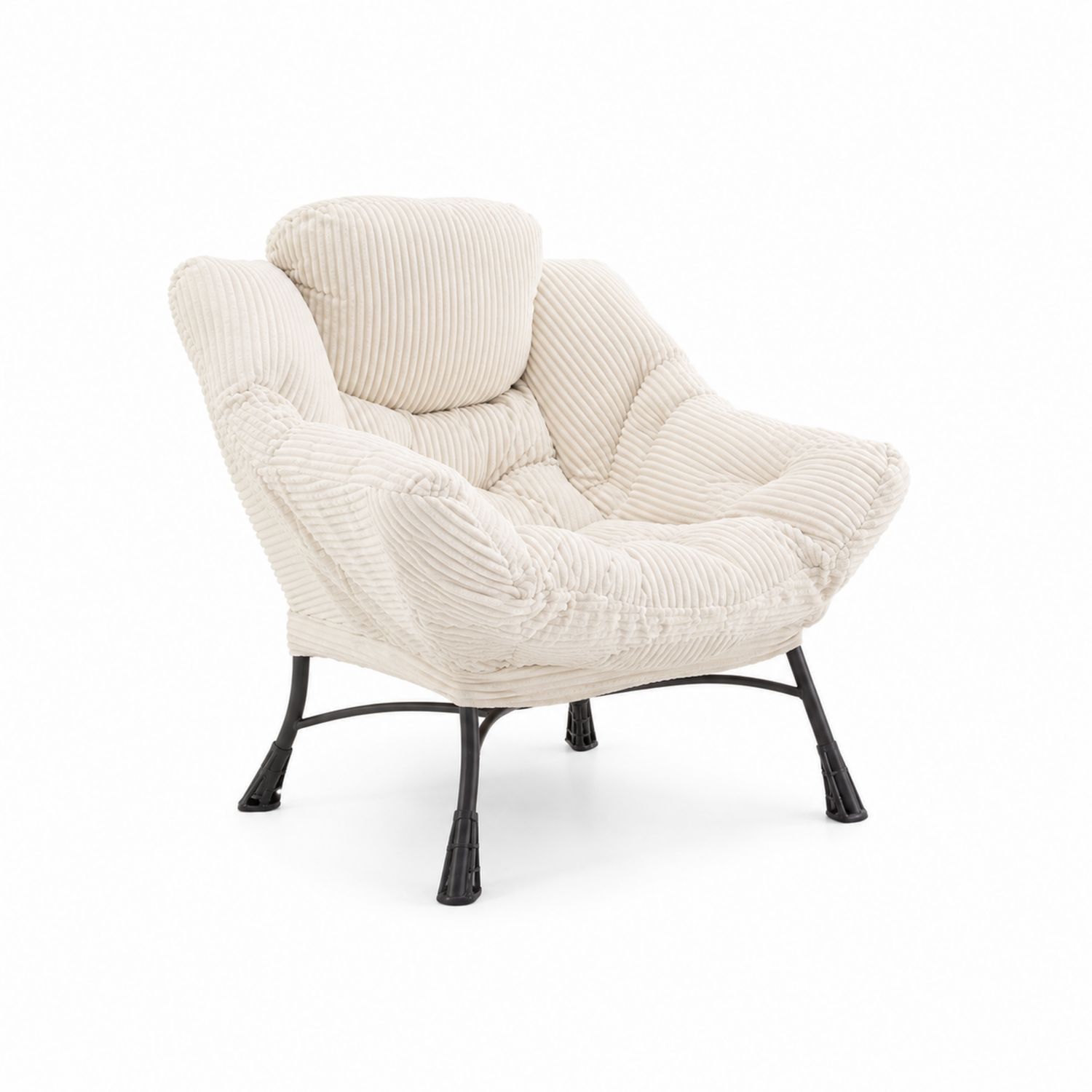 Sillón de pana beige con patas de metal 90x85x100 cm-luntrivaria