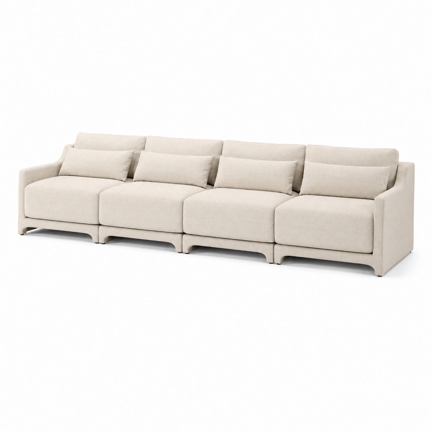 Sofá modular de 4 plazas de lino beige 320 cm-luntrivaria