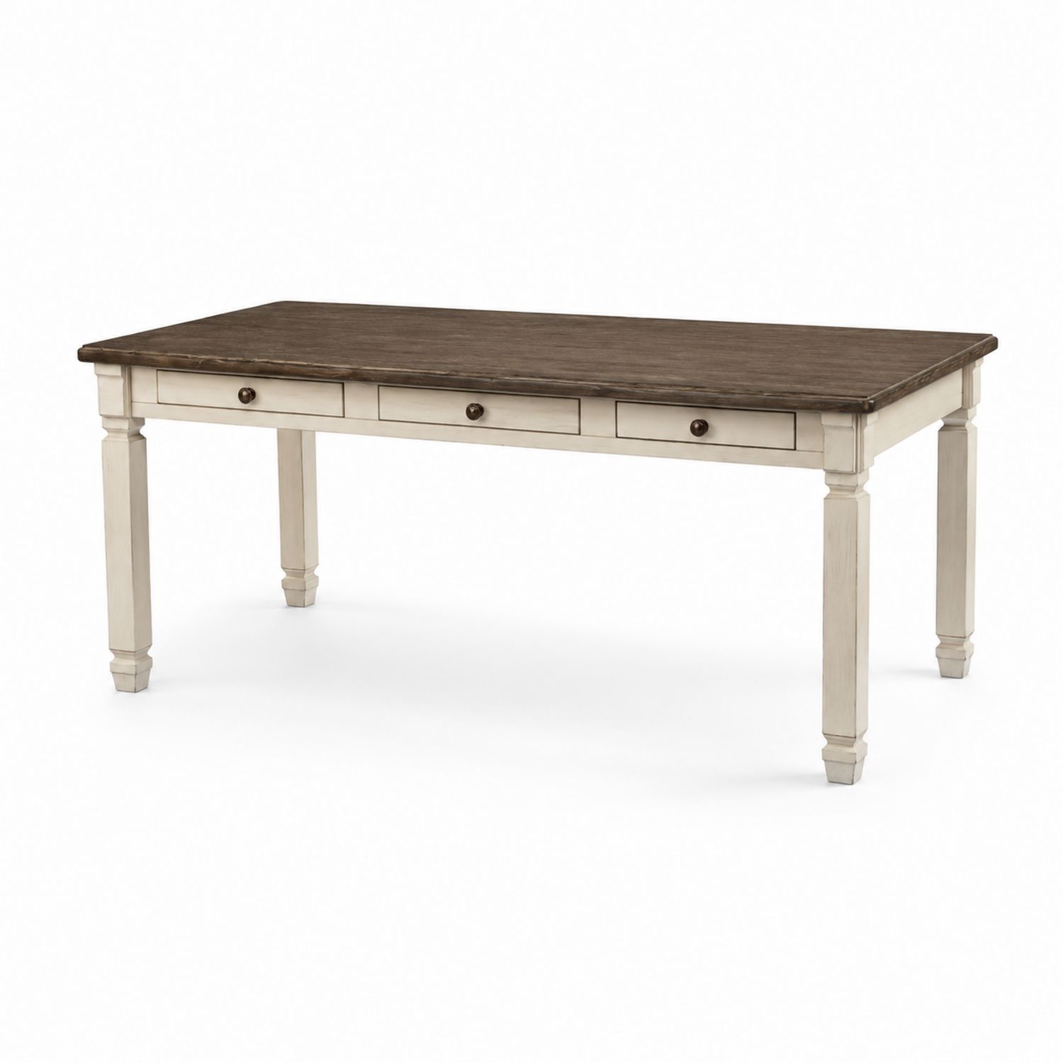 Mesa de comedor de madera con cajones 150x90x75 cm Marrón/Blanco-luntrivaria