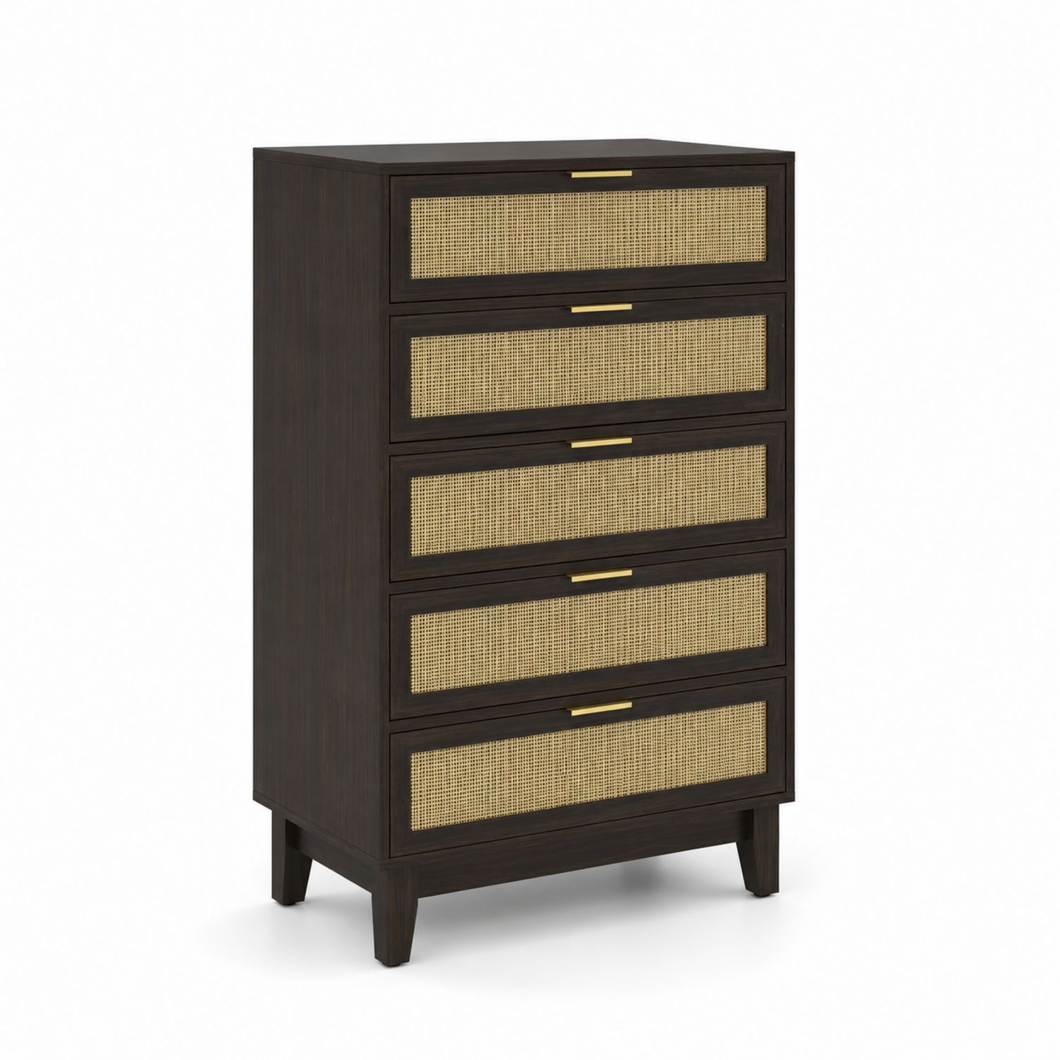 Cajonera de Madera y Ratán con 5 Cajones Marrón-luntrivaria