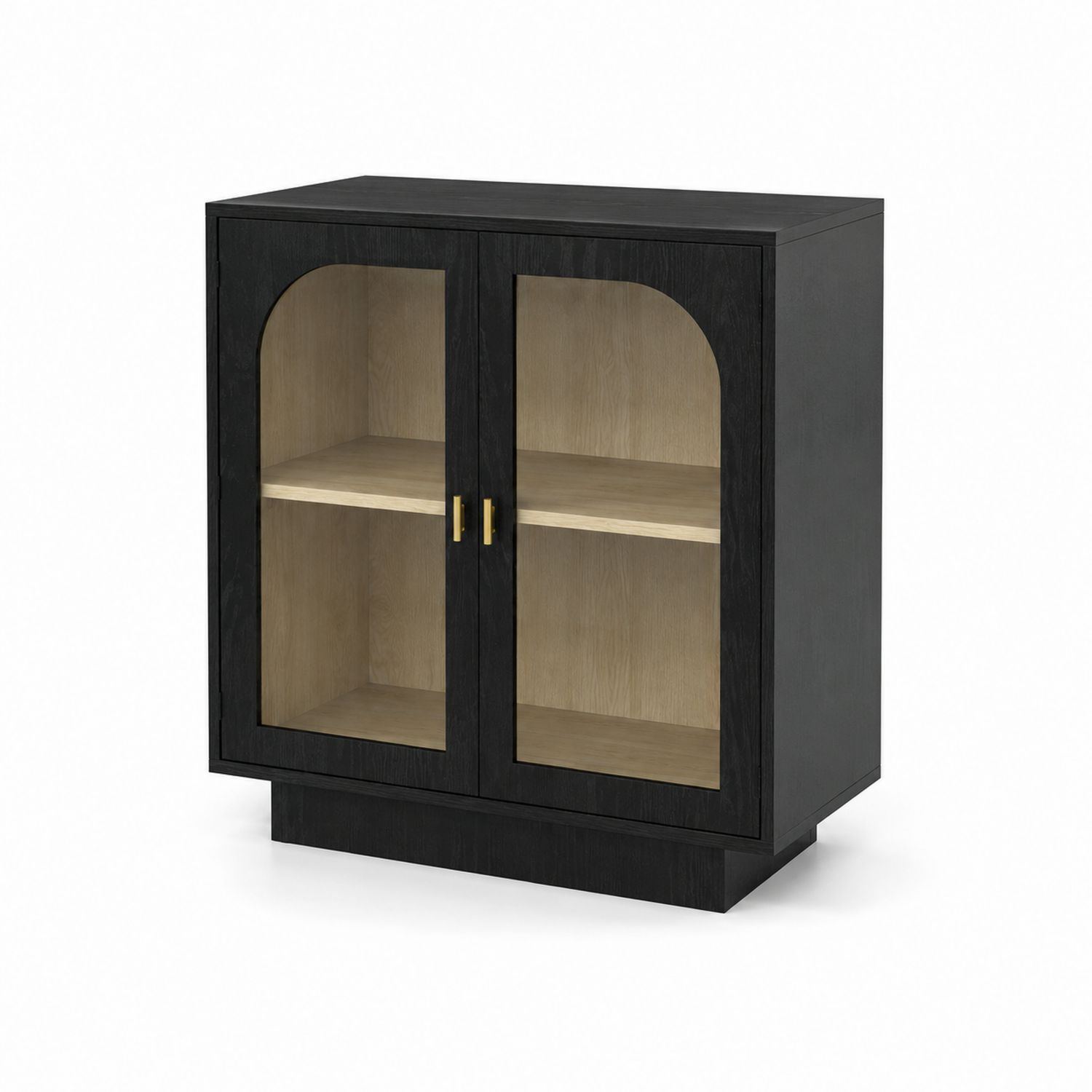 Gabinete de madera con puertas de vidrio templado Negro/Roble-luntrivaria