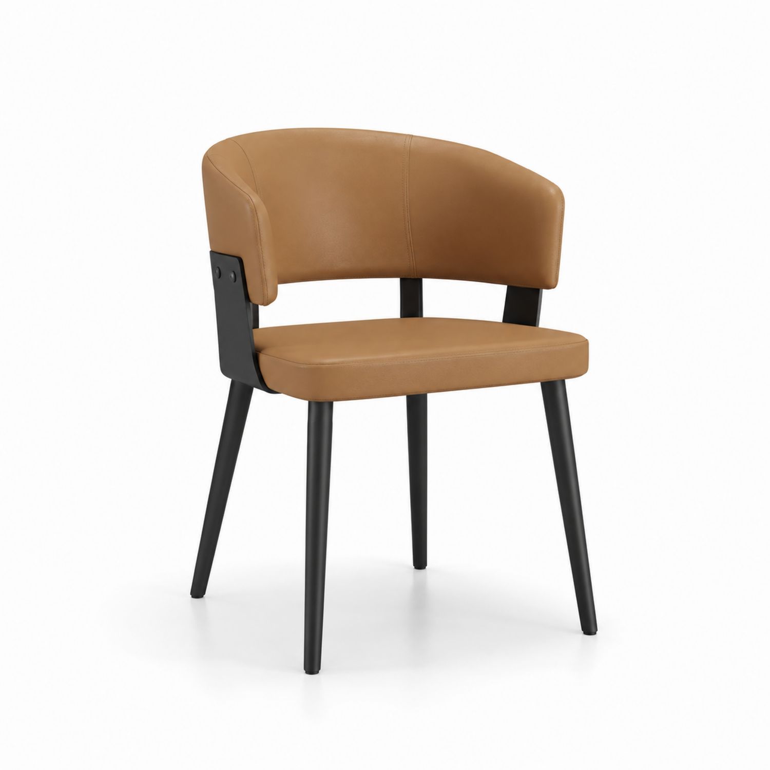 Silla de comedor de cuero PU Marrón con patas metálicas Negras-luntrivaria
