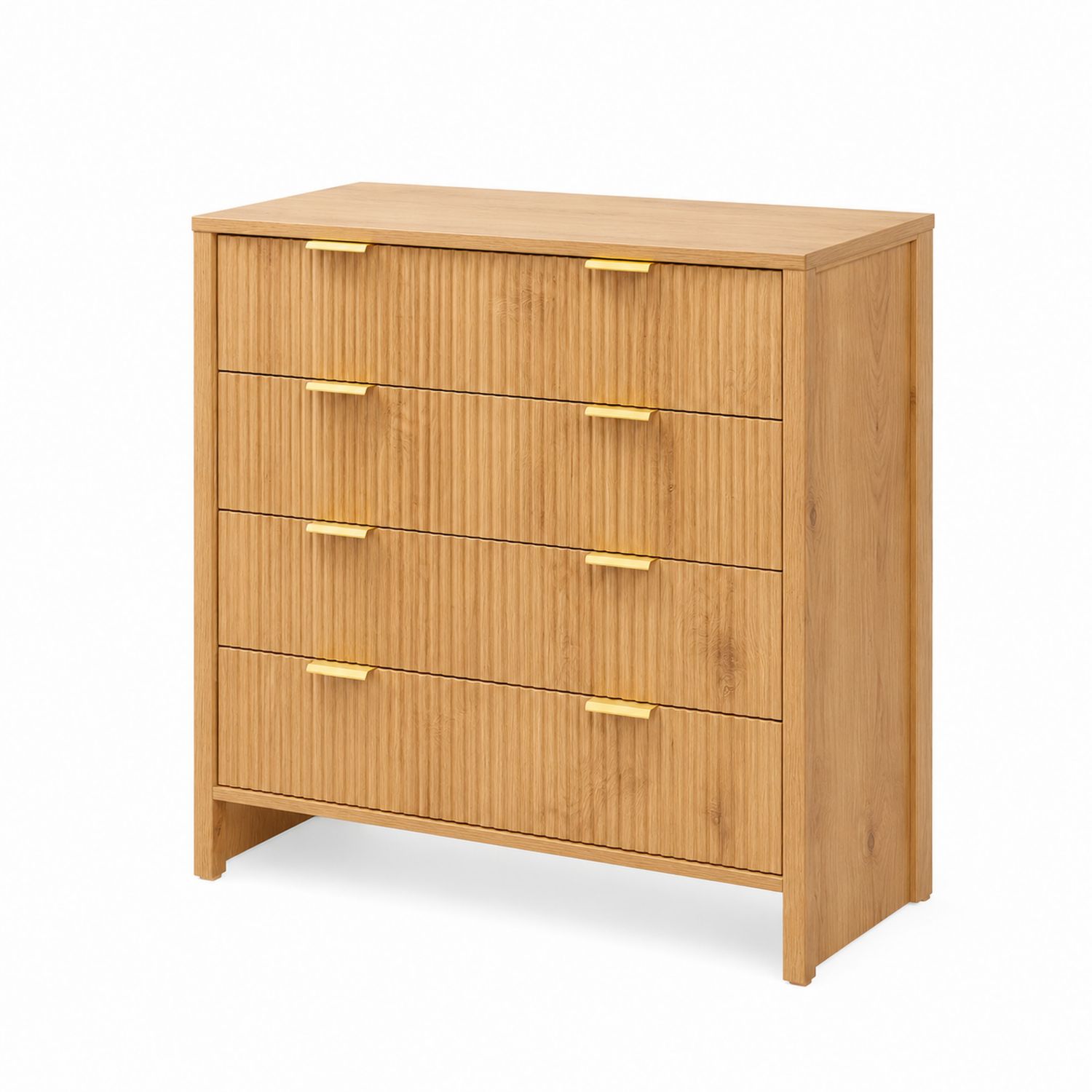 Cajonera de Roble con 4 Cajones y Tiradores Dorados 90x40x95 cm-luntrivaria
