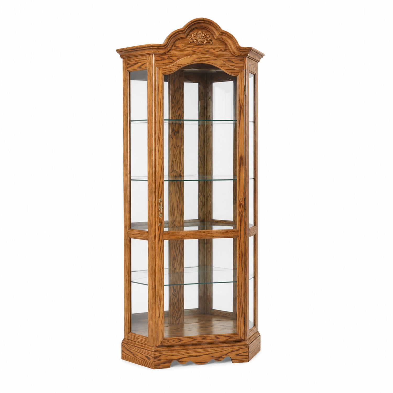 Vitrina de Madera de Roble con Estantes de Vidrio Templado-luntrivaria