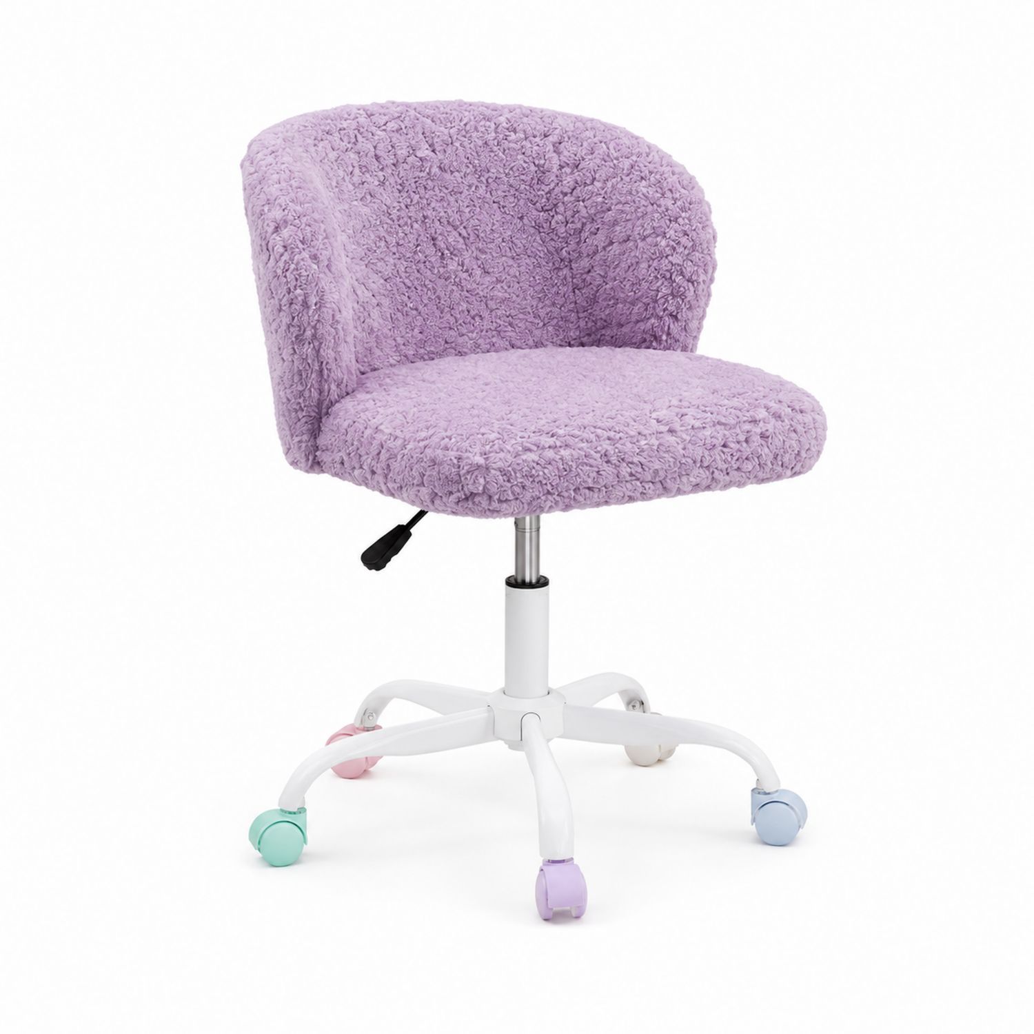 Silla de Oficina Ajustable con Asiento de Poliéster Peludo y Base de Acero-luntrivaria