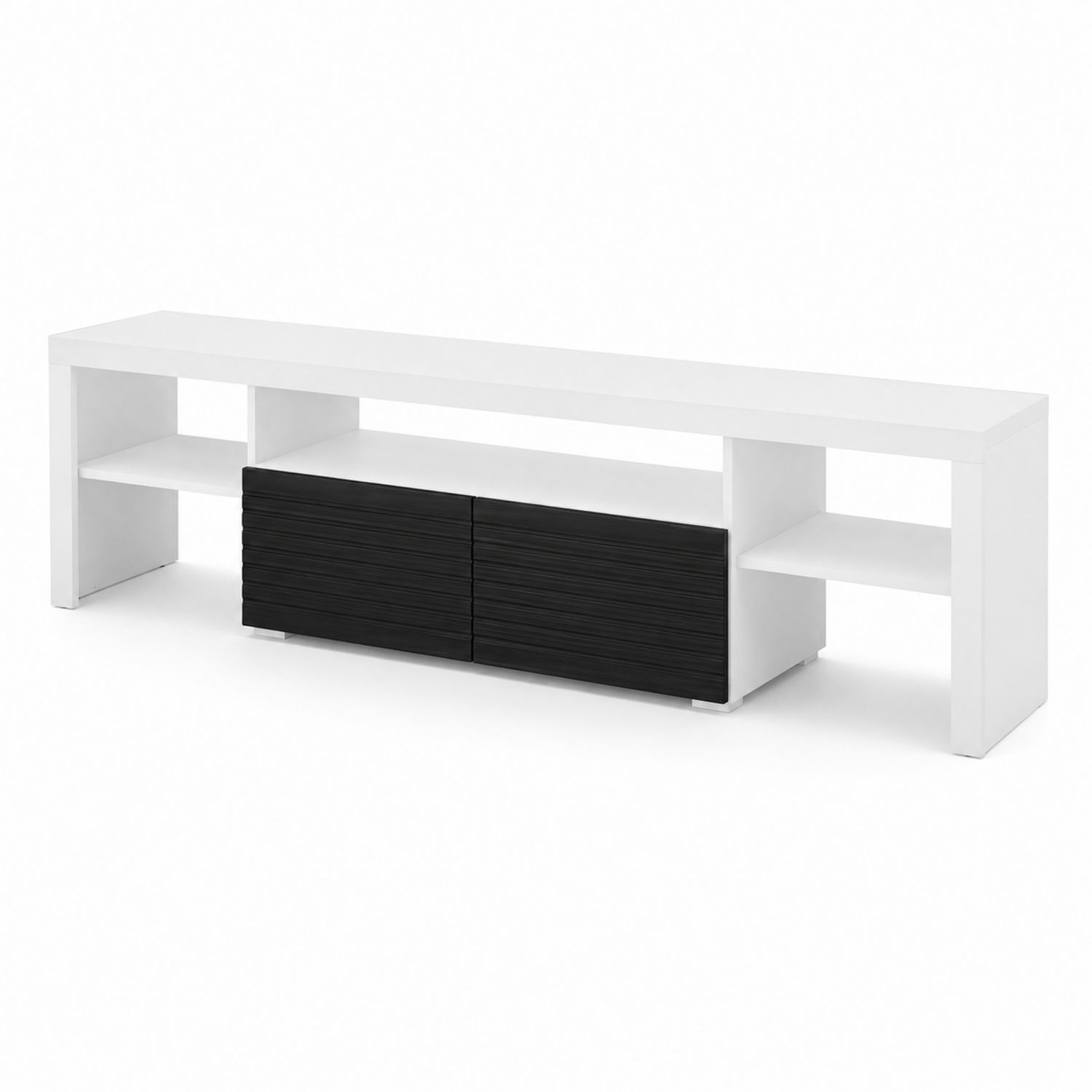 Mueble de TV de MDF Blanco y Negro-luntrivaria