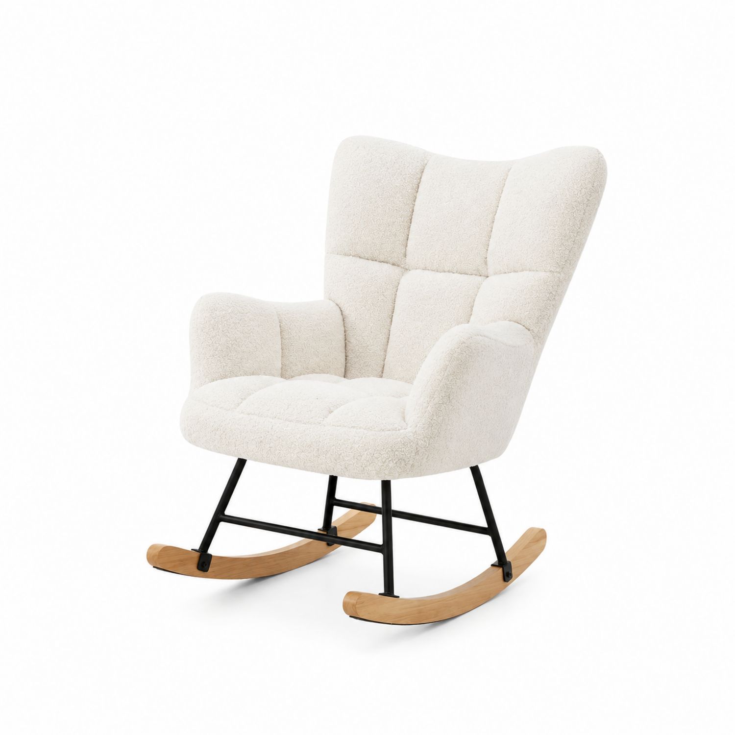 Silla mecedora de poliéster y metal color Crema-luntrivaria