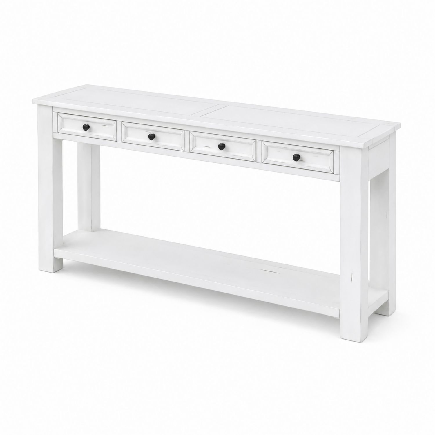Mesa consola de madera blanca con 4 cajones-luntrivaria