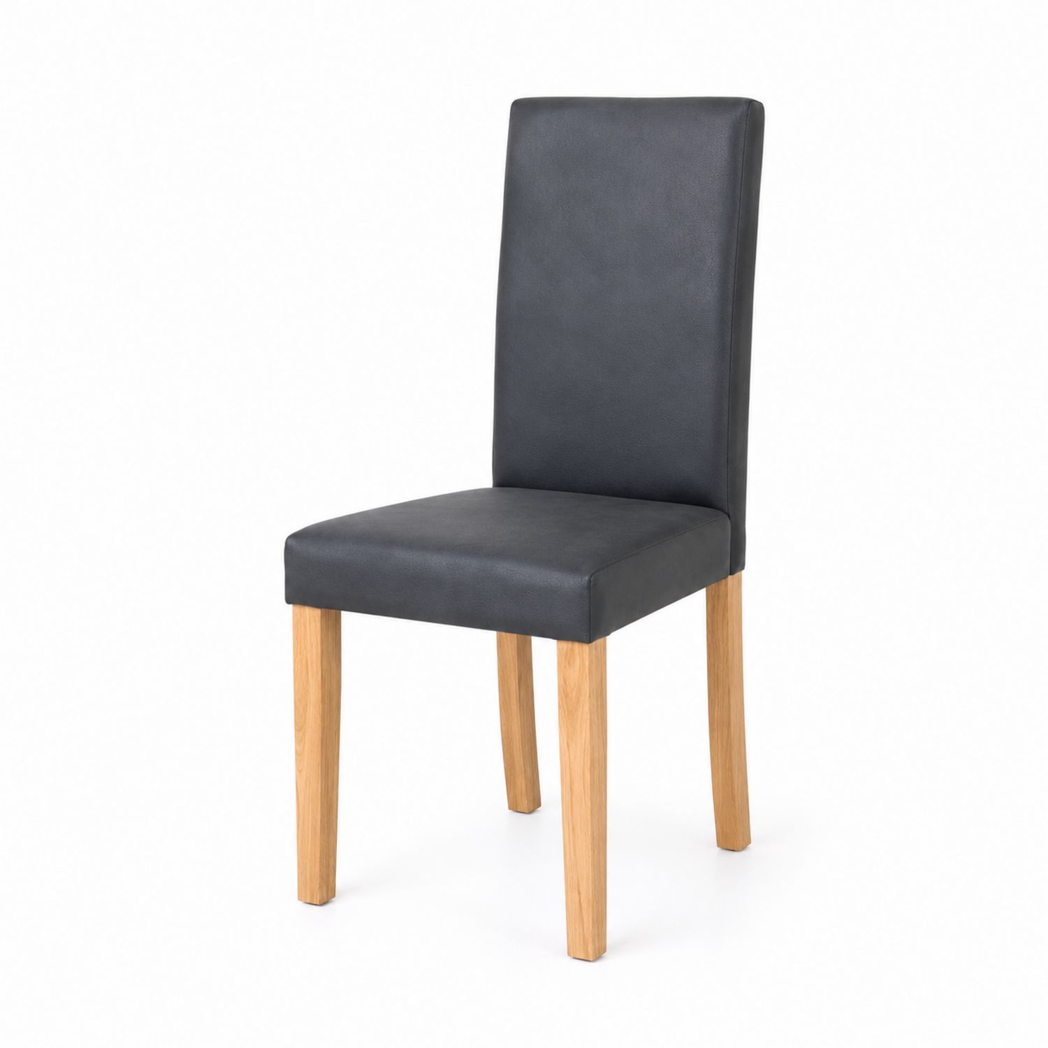 Silla de comedor tapizada en cuero sintético con patas de madera-luntrivaria