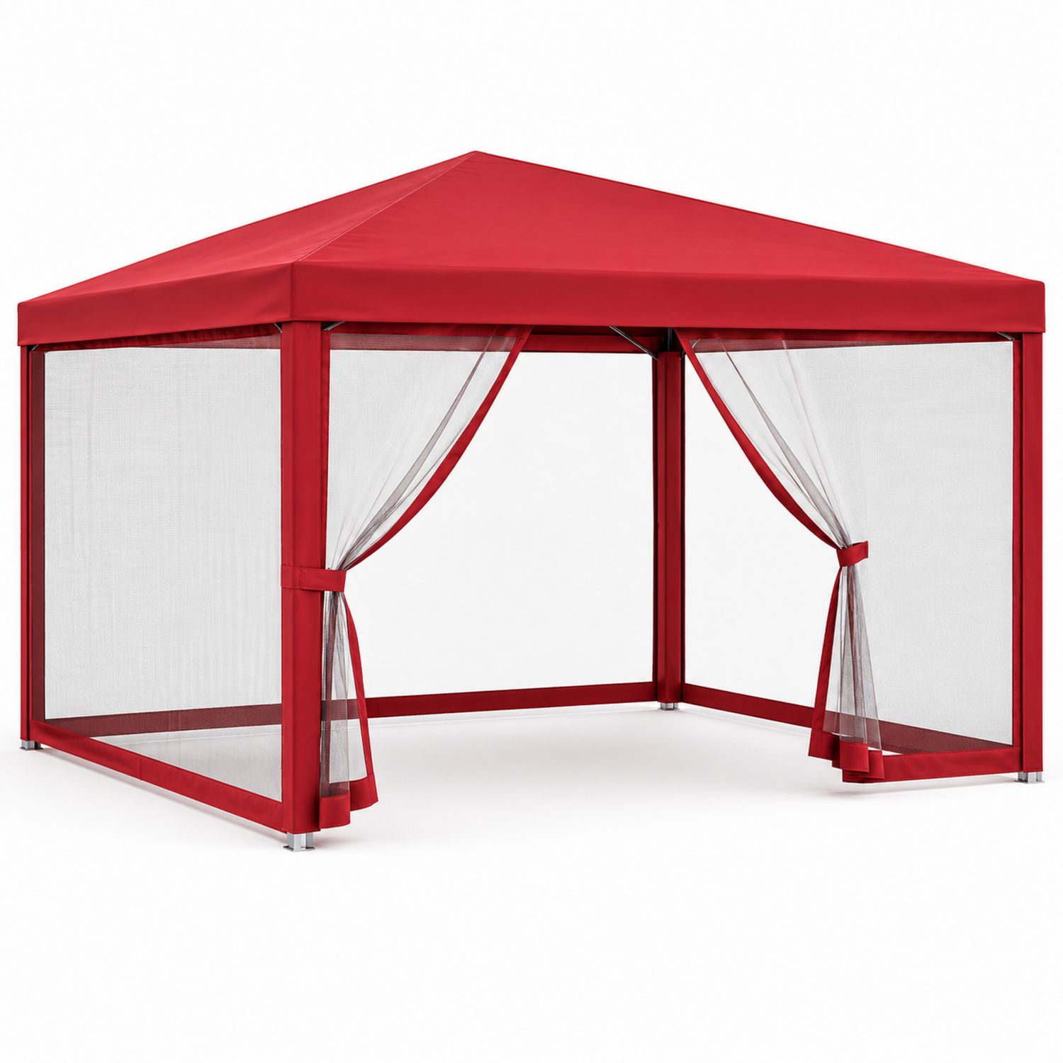 Pabellón de metal y poliéster Rojo 3x3 m con mosquitera-luntrivaria
