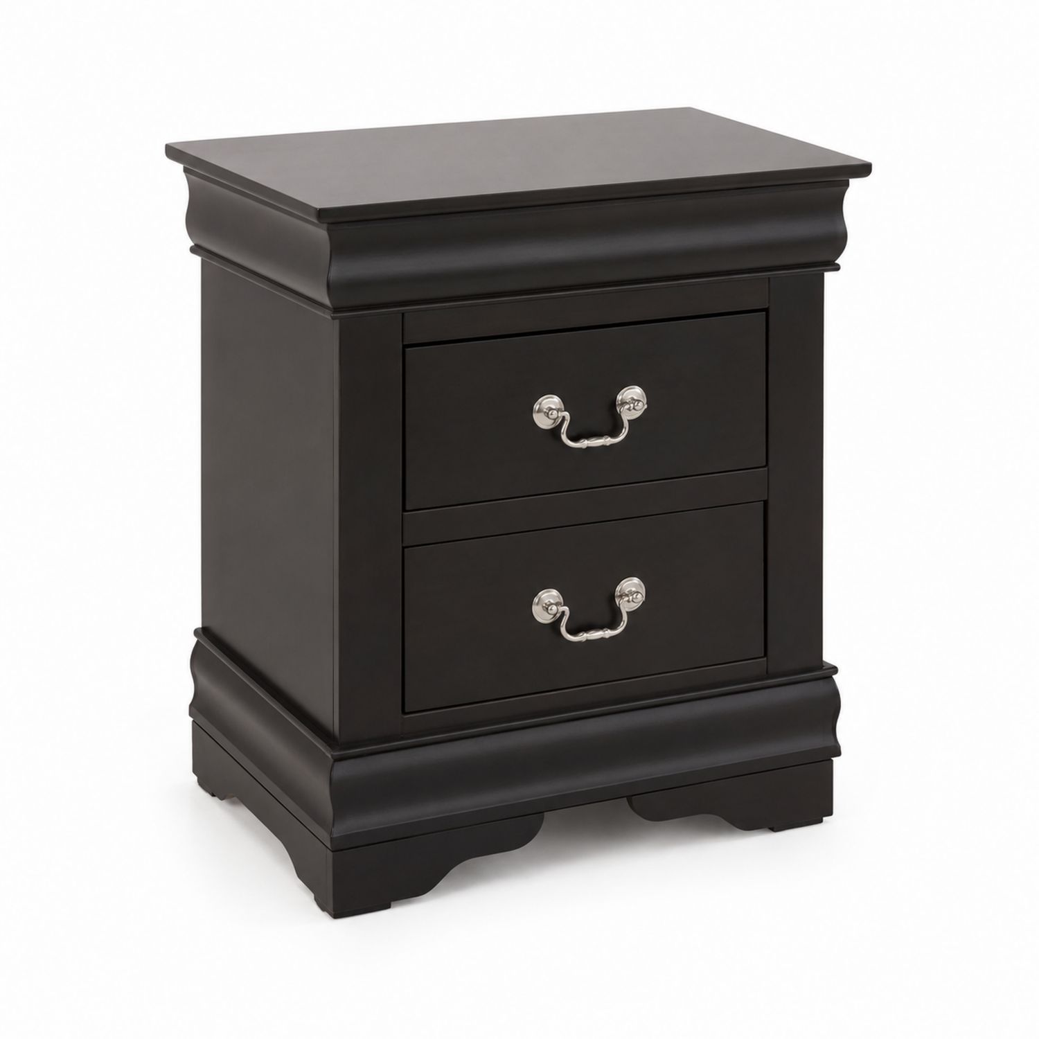 Mesita de noche de madera con 2 cajones negra-luntrivaria