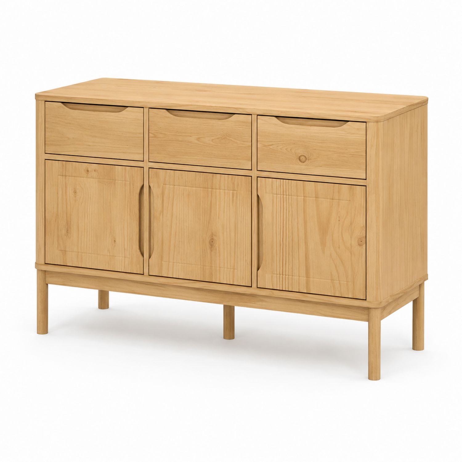 Aparador de Madera de Roble Claro con 3 Puertas y 3 Cajones-luntrivaria