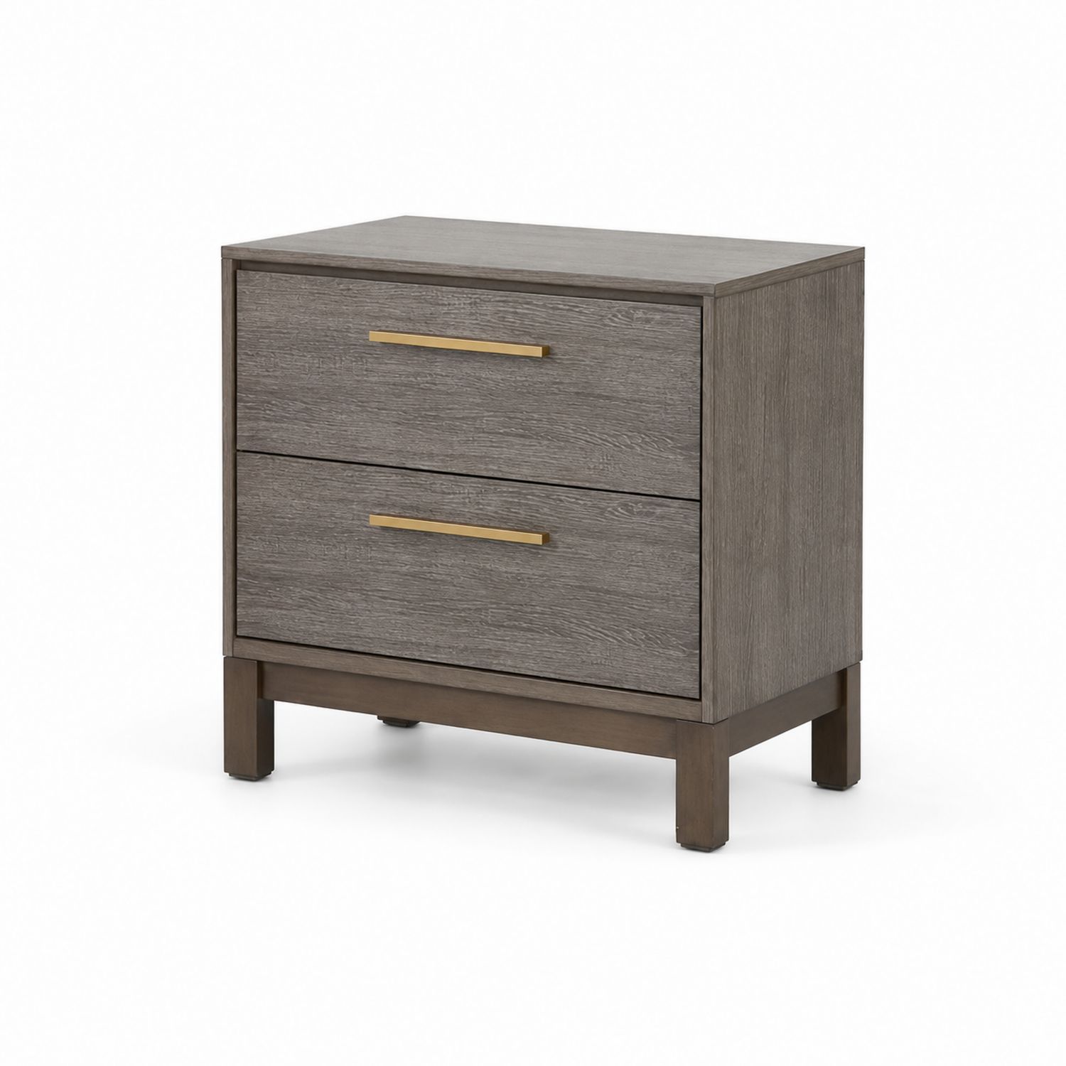 Mesita de noche de madera con 2 cajones gris-luntrivaria