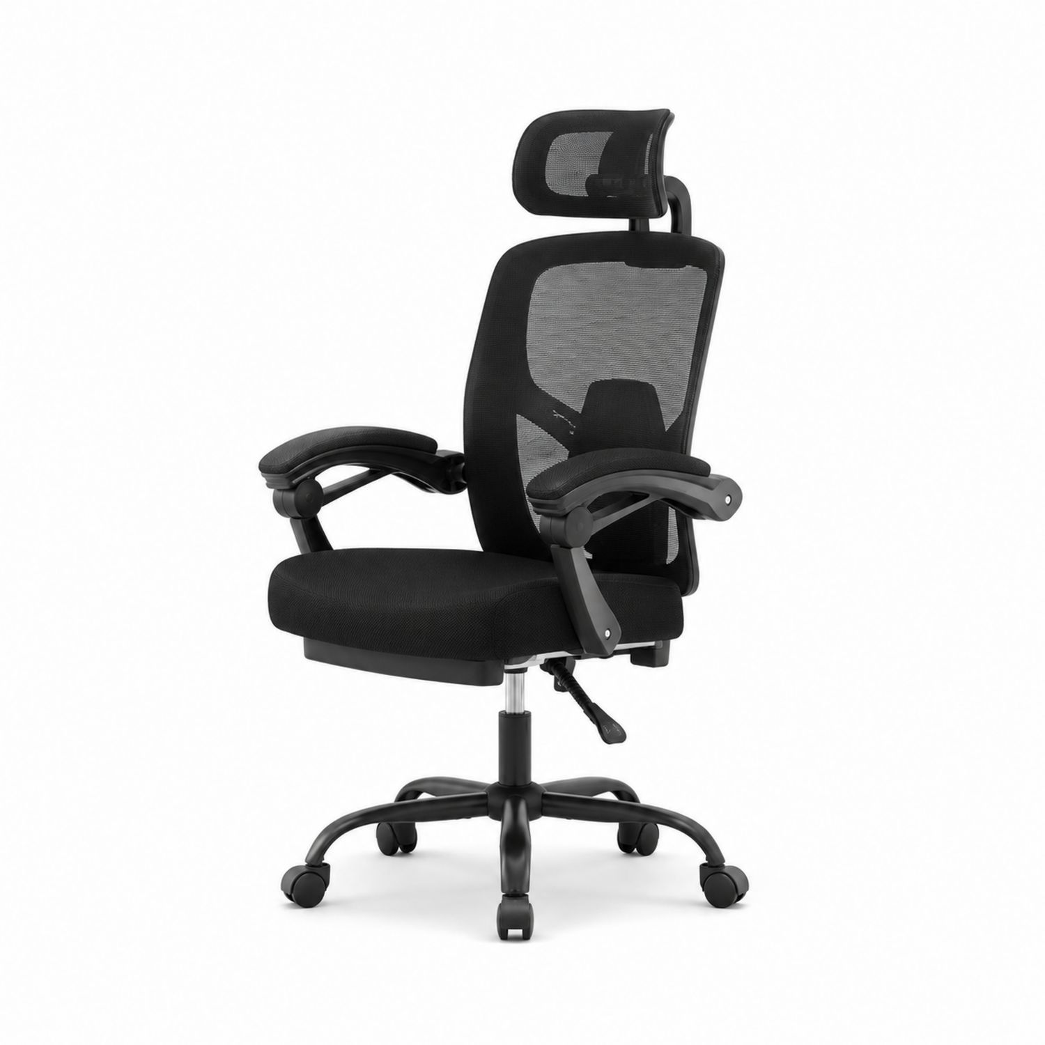 Silla de Oficina Ergonómica con Reposacabezas y Malla Negra-luntrivaria